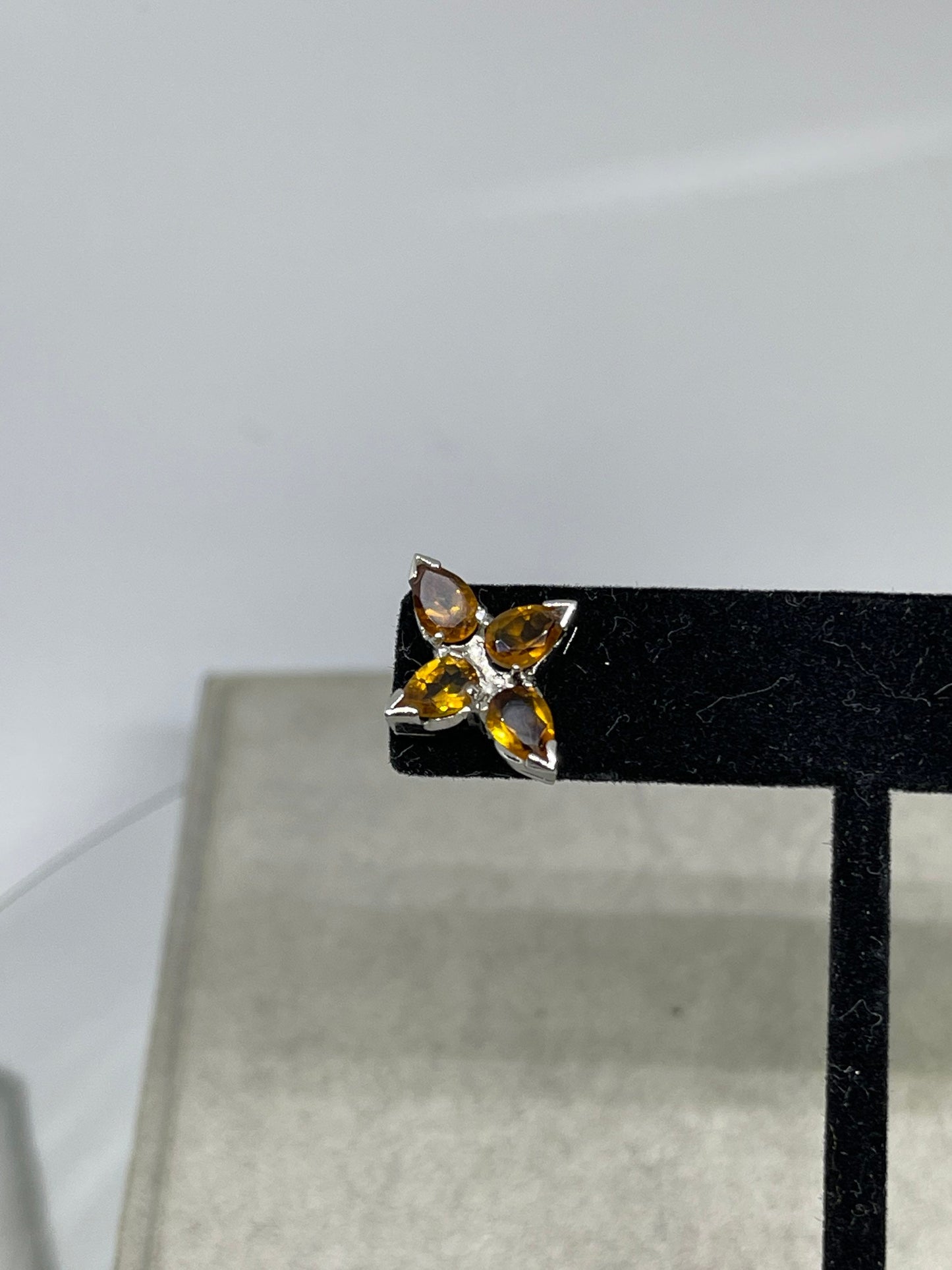 Natural Madeira Citrine Marquise Cut Sterling Silver Stud Earrings