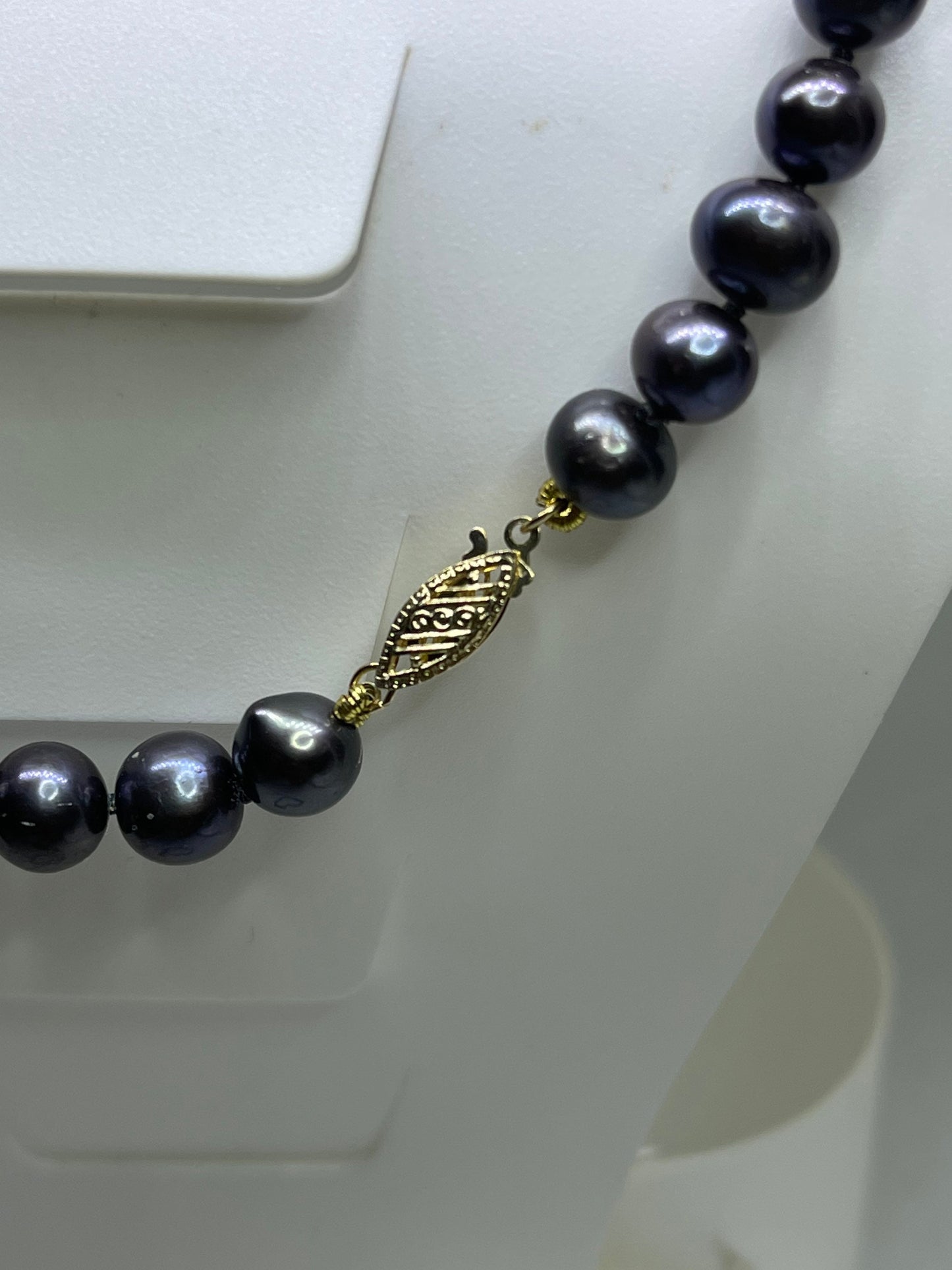 Natural Black Freshwater Pearl 14k Gold Clasp Necklace & Bracelet Bridesmaid Set