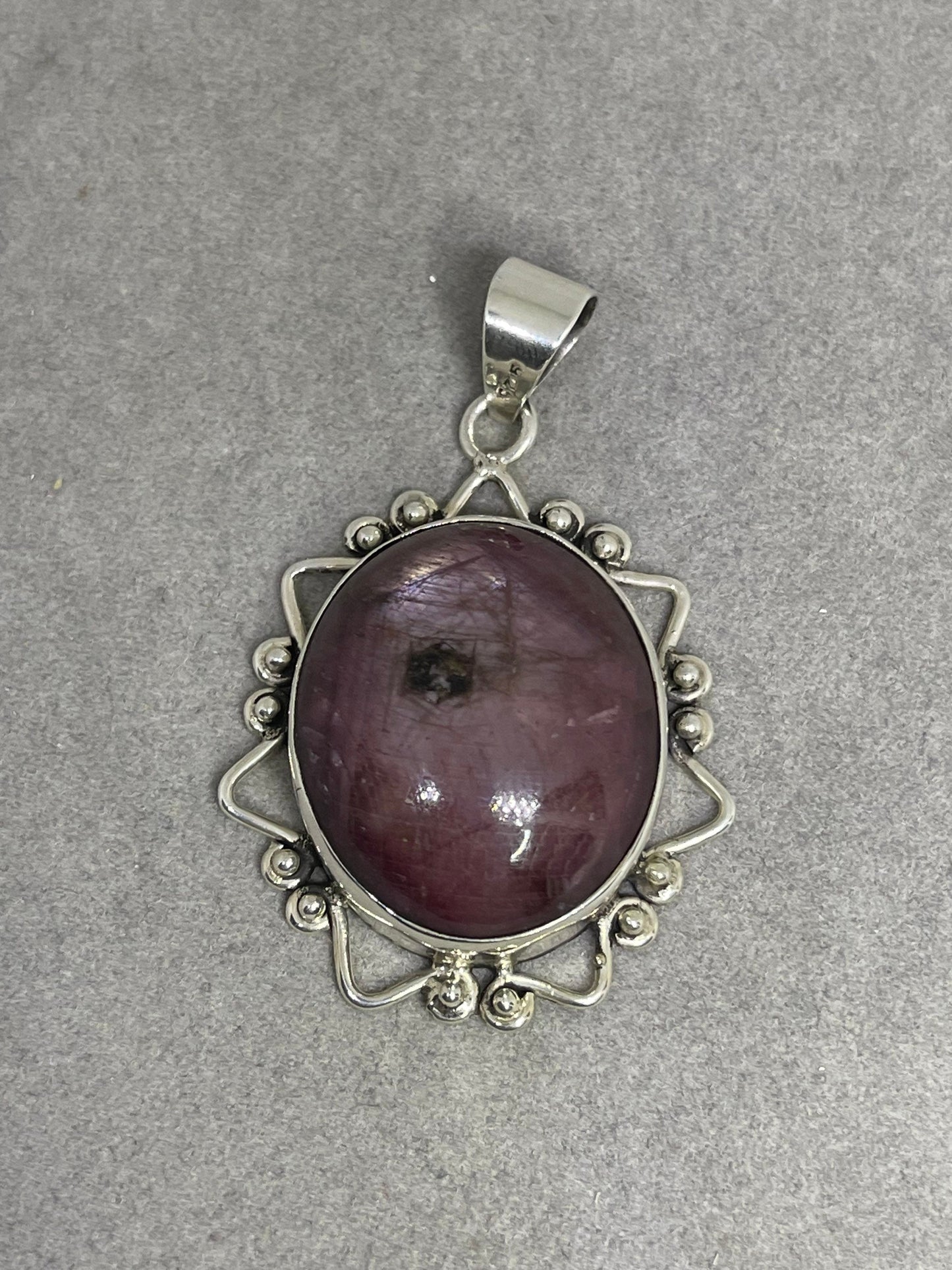 105 Carat Natural Star Ruby Sterling Silver Pendant