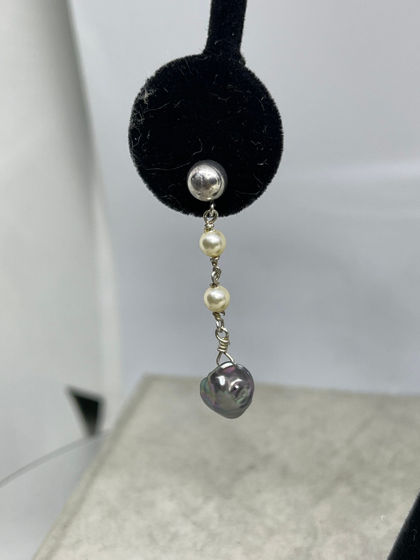 Natural Baroque Freshwater Pearl Sterling Silver Dangle Earrings