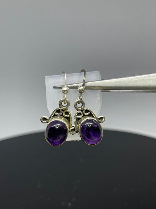 Vintage Amethyst Sterling Silver Dangle Earrings