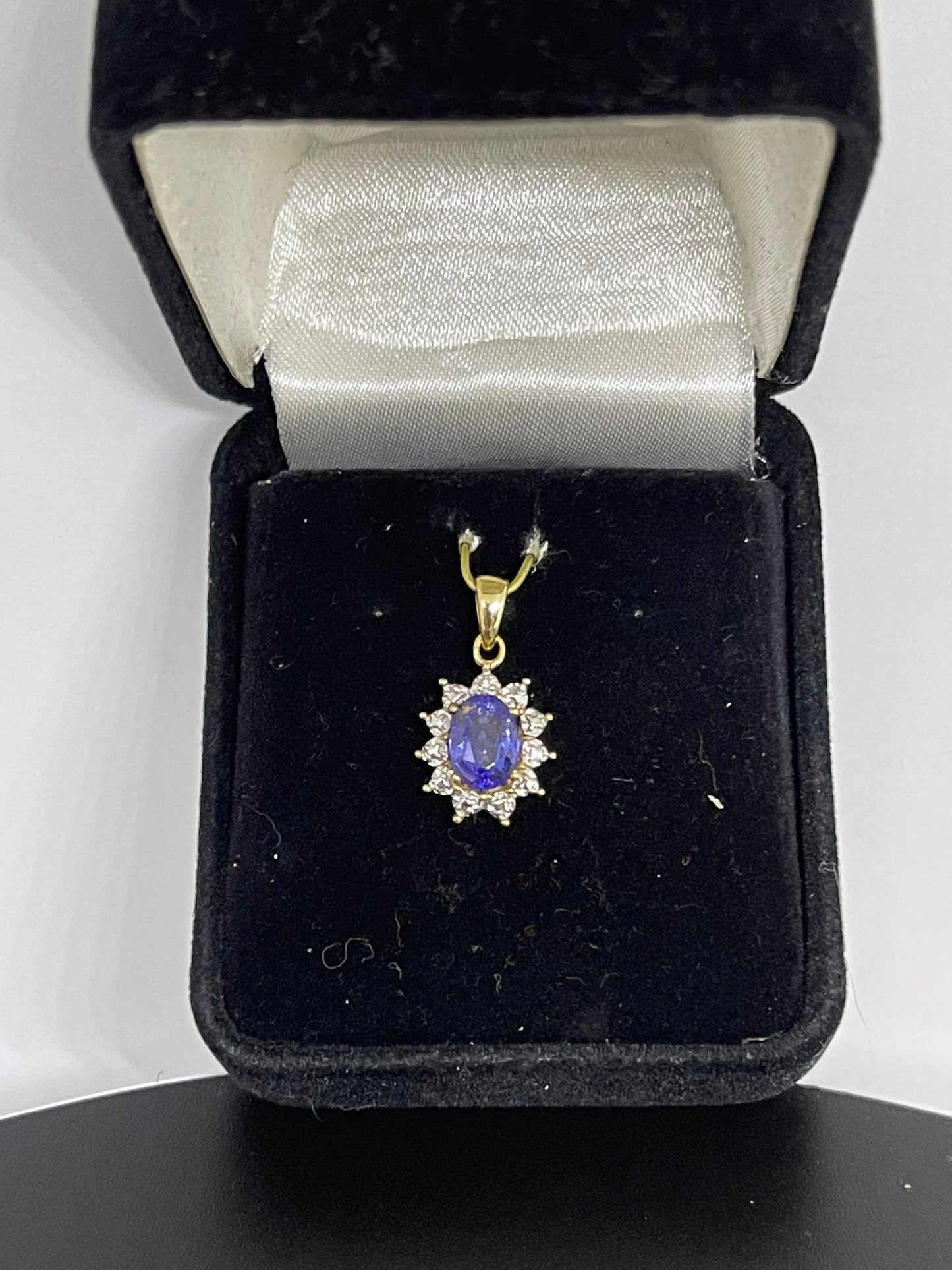 Natural Tanzanite & Diamond 14k Yellow Gold Pendant