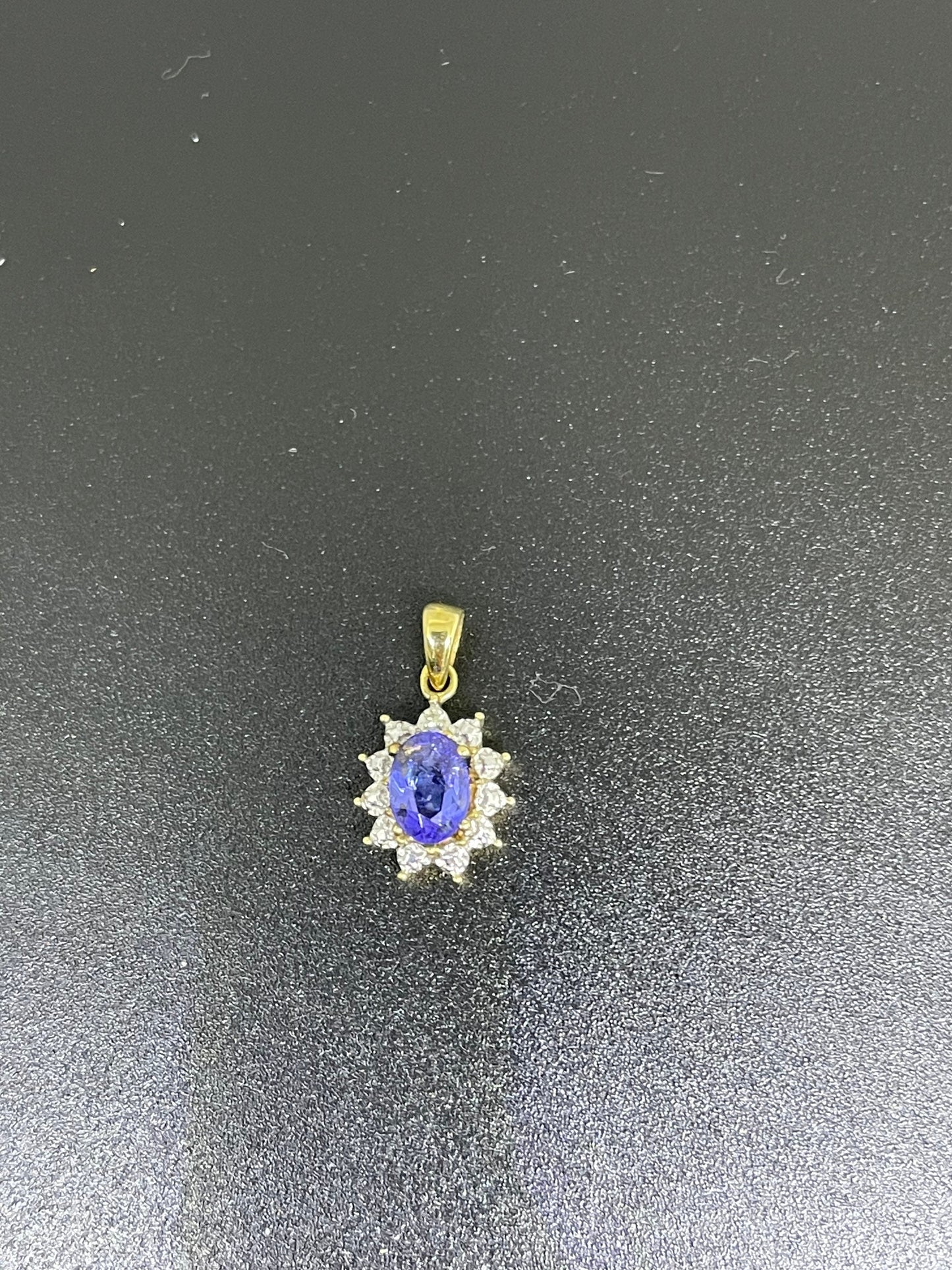 Natural Tanzanite & Diamond 14k Yellow Gold Pendant