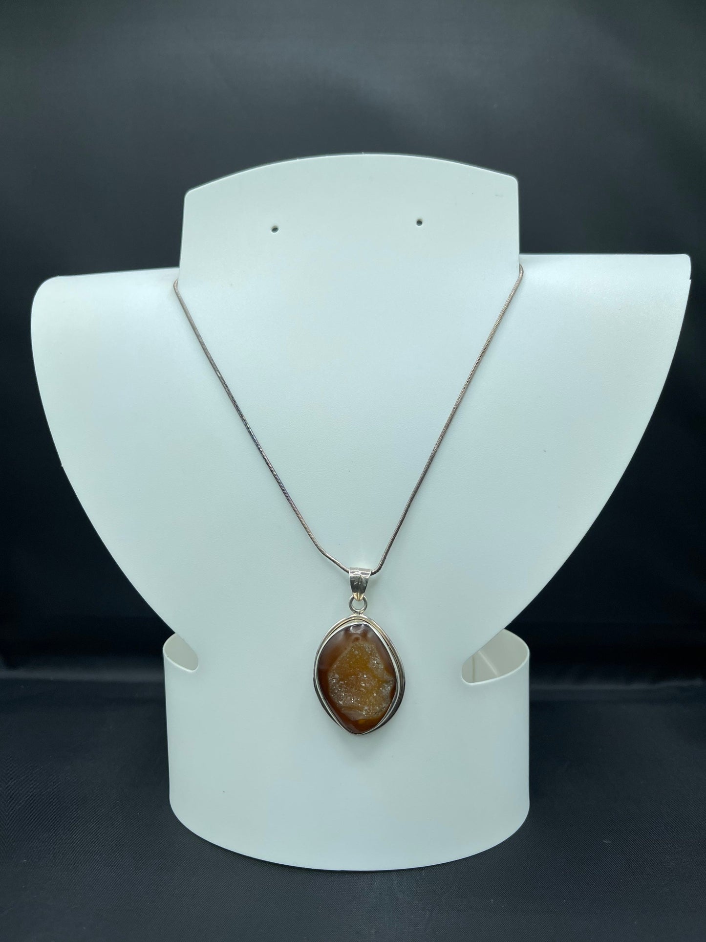 Druzy Quartz Sterling Silver Pendant & Necklace