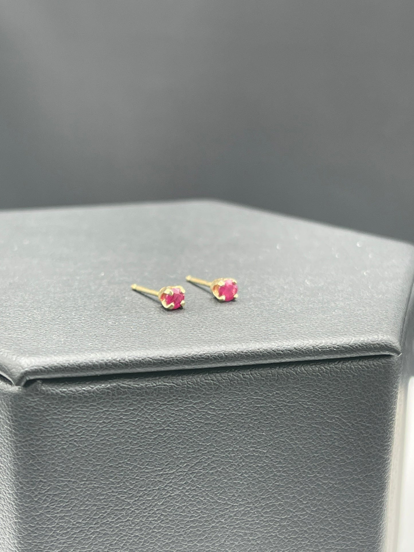 3MM Ruby 14K Yellow Gold Stud Earrings