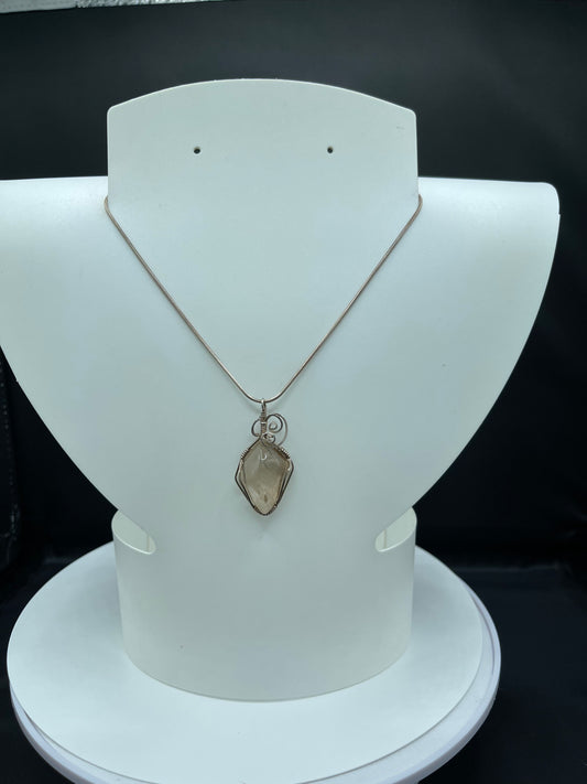 Rutile Quartz Sterling Silver Wire Wrapped Pendant & Necklace