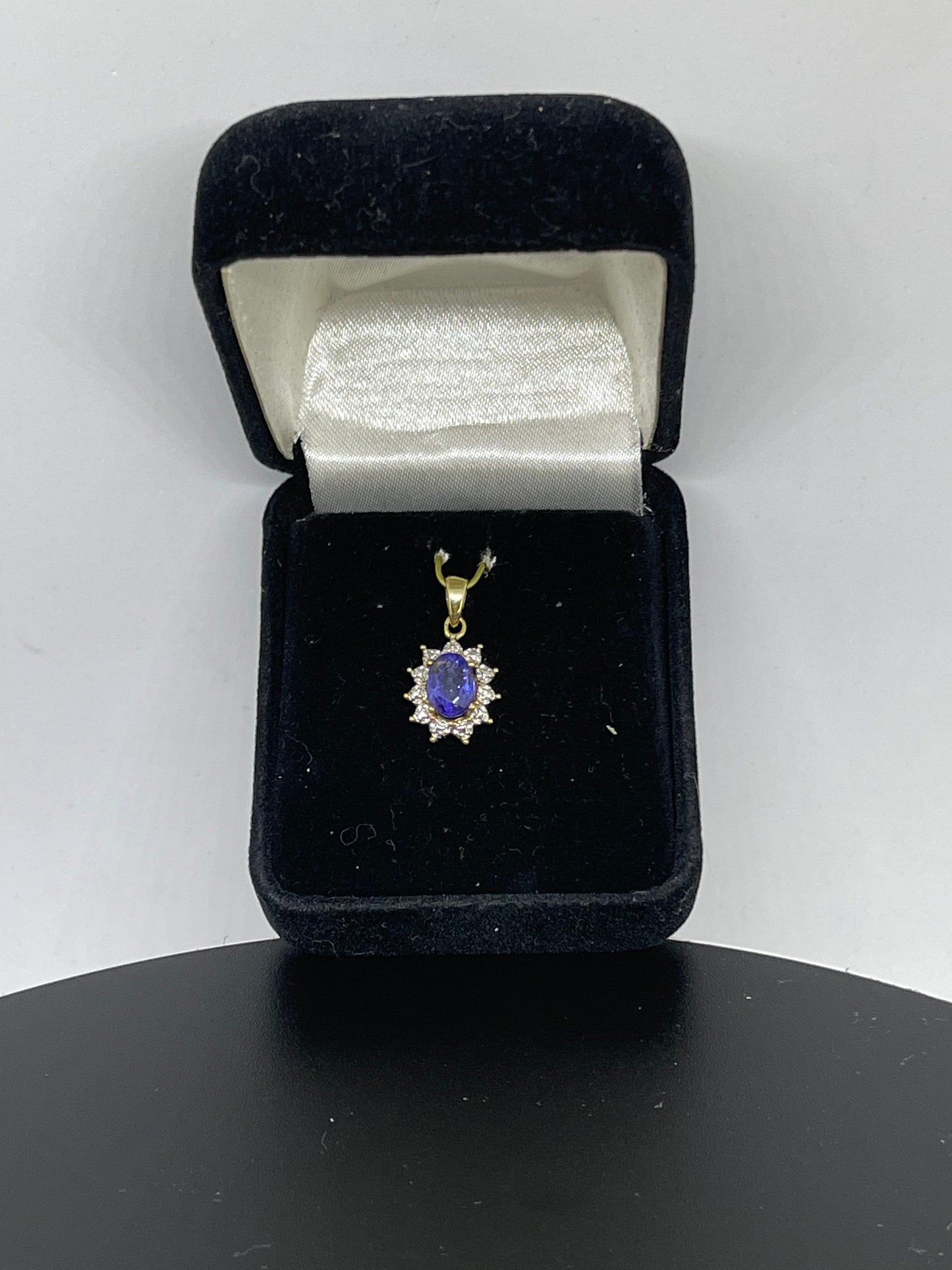 Natural Tanzanite & Diamond 14k Yellow Gold Pendant