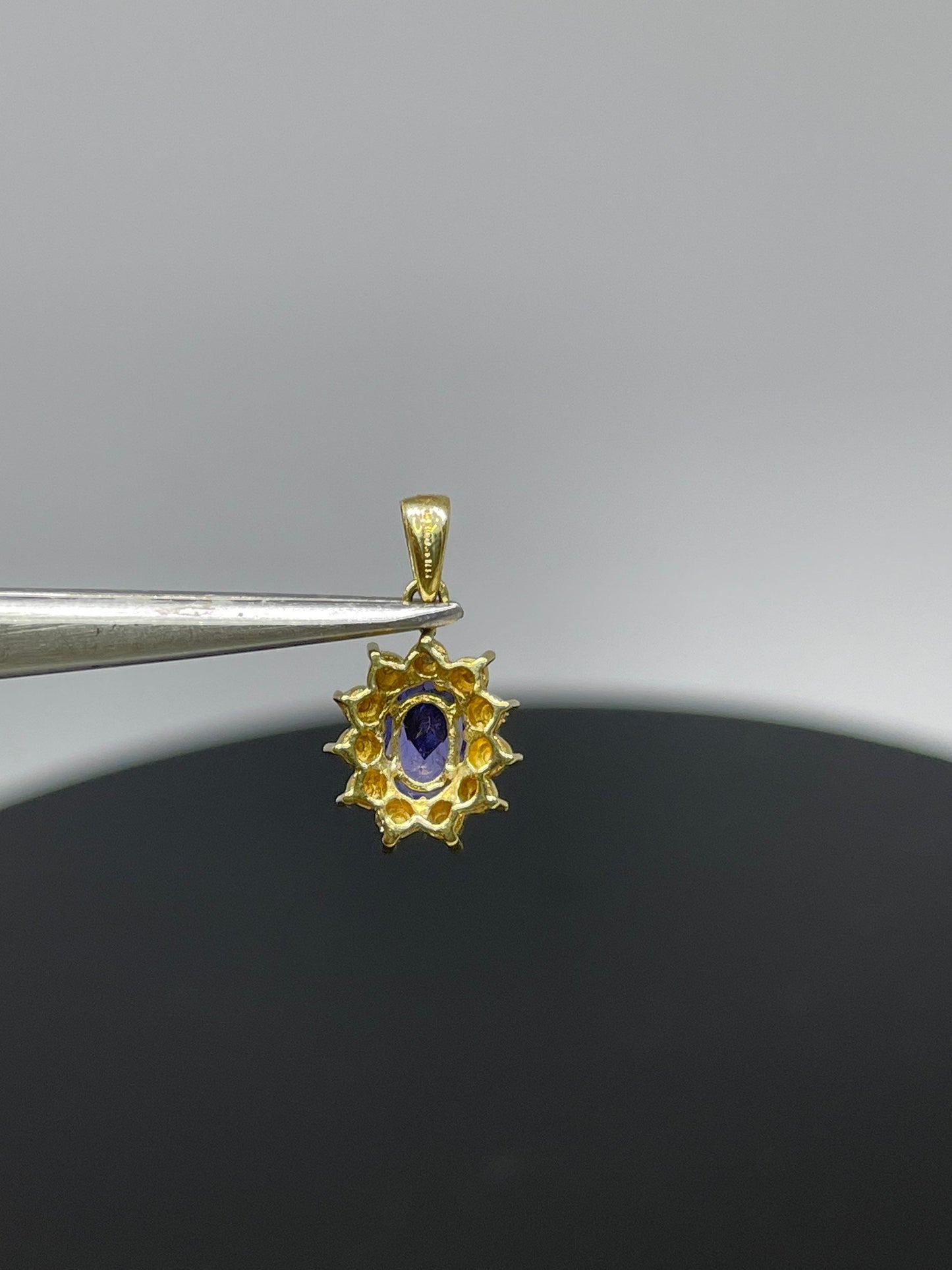 Natural Tanzanite & Diamond 14k Yellow Gold Pendant