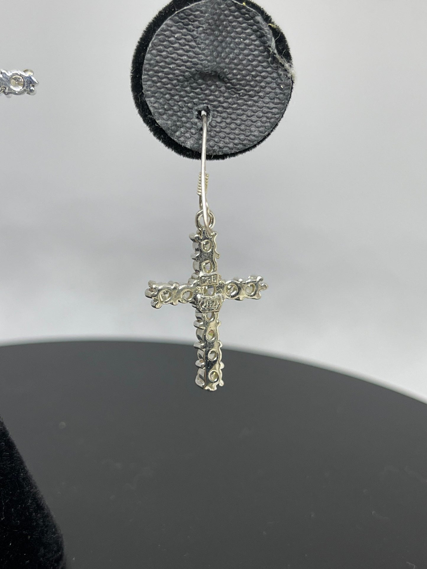 Cubic Zirconia Sterling Silver Cross & Earring Set