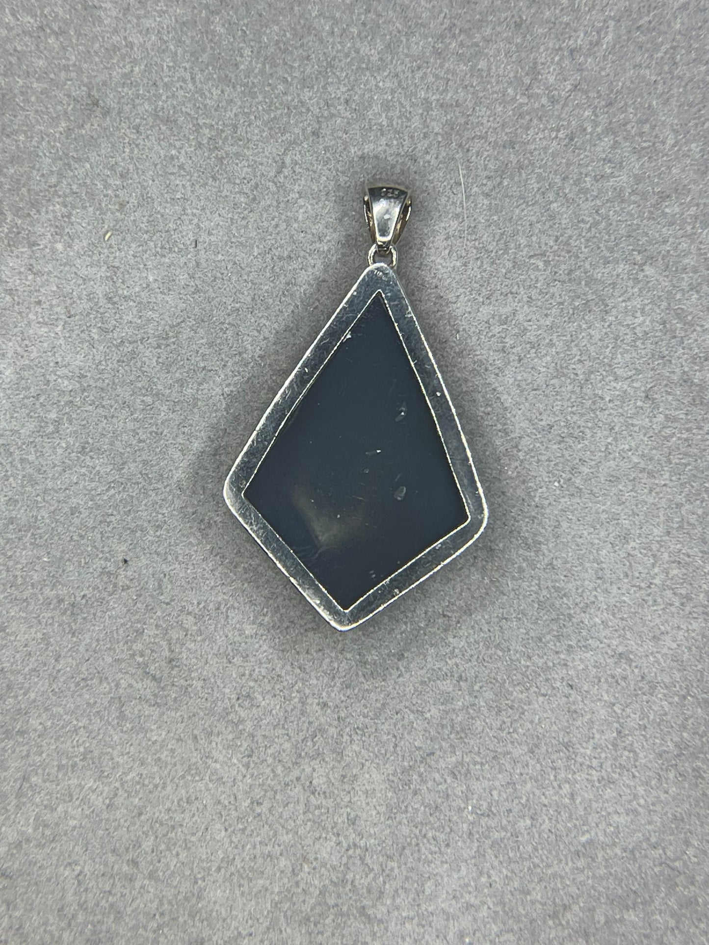 Steely Blue Druzy Quartz Kite Shaped Sterling Silver Pendant