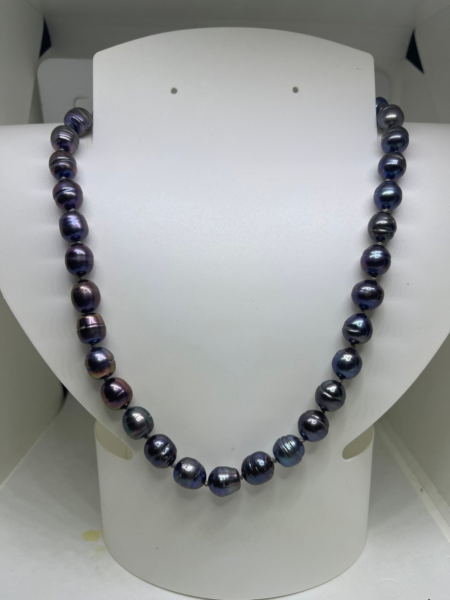 Natural Black Freshwater Pearl & CZ Beaded Vermeil Necklace