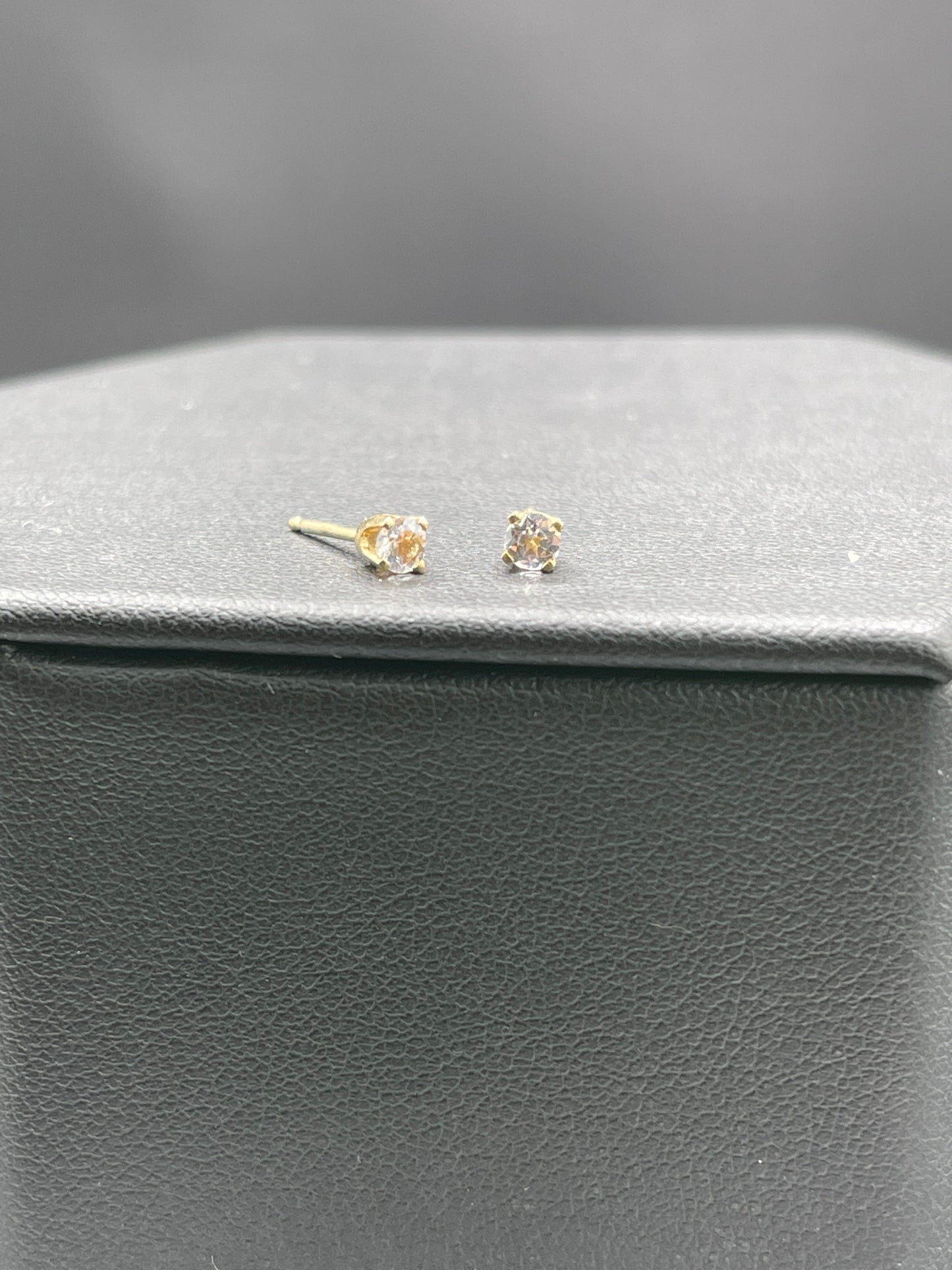 3MM White Topaz 14k Yellow Gold Stud Earrings