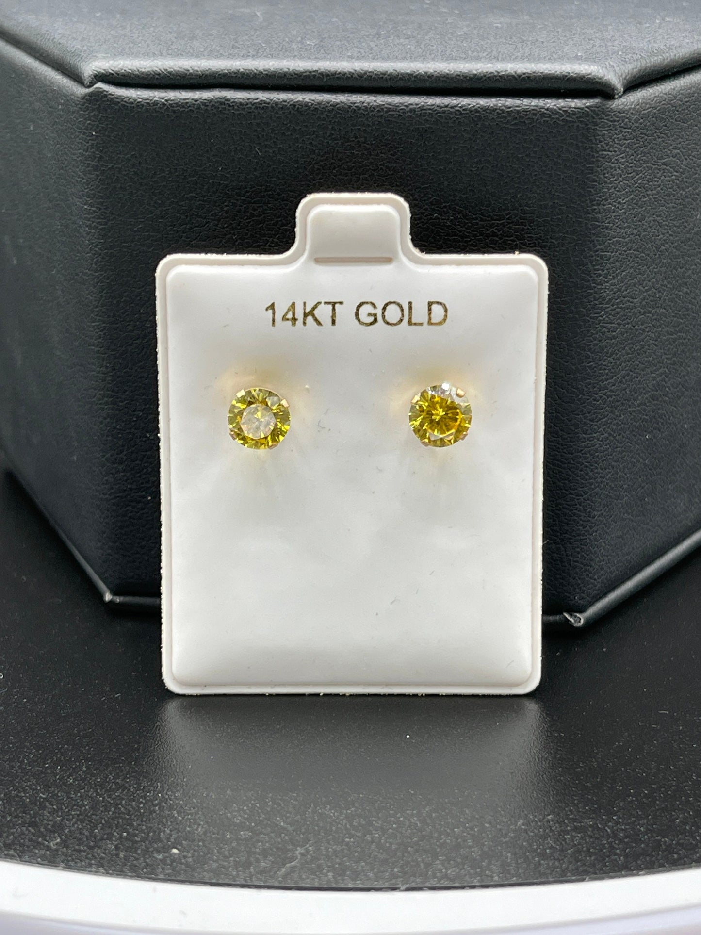 Yellow CZ 14K Yellow Gold Stud Earrings