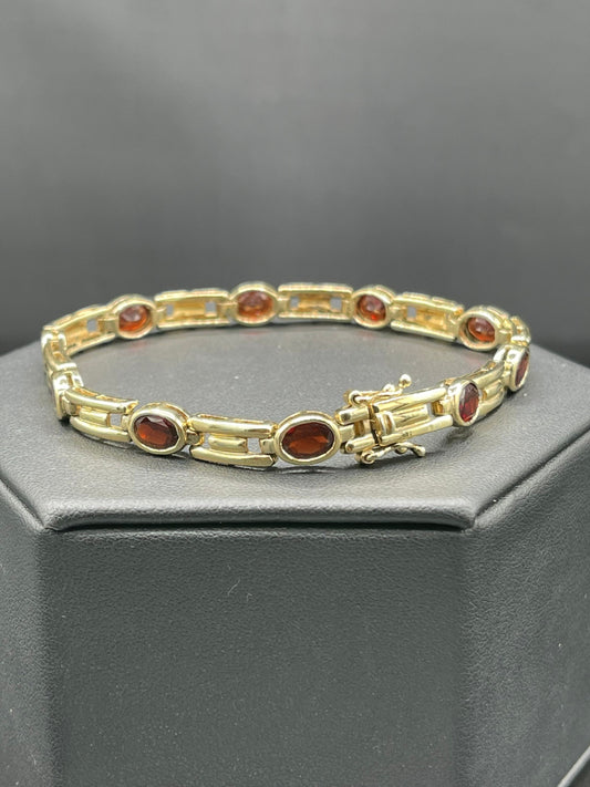 Natural Garnet Vermeil Sterling Silver Bracelet