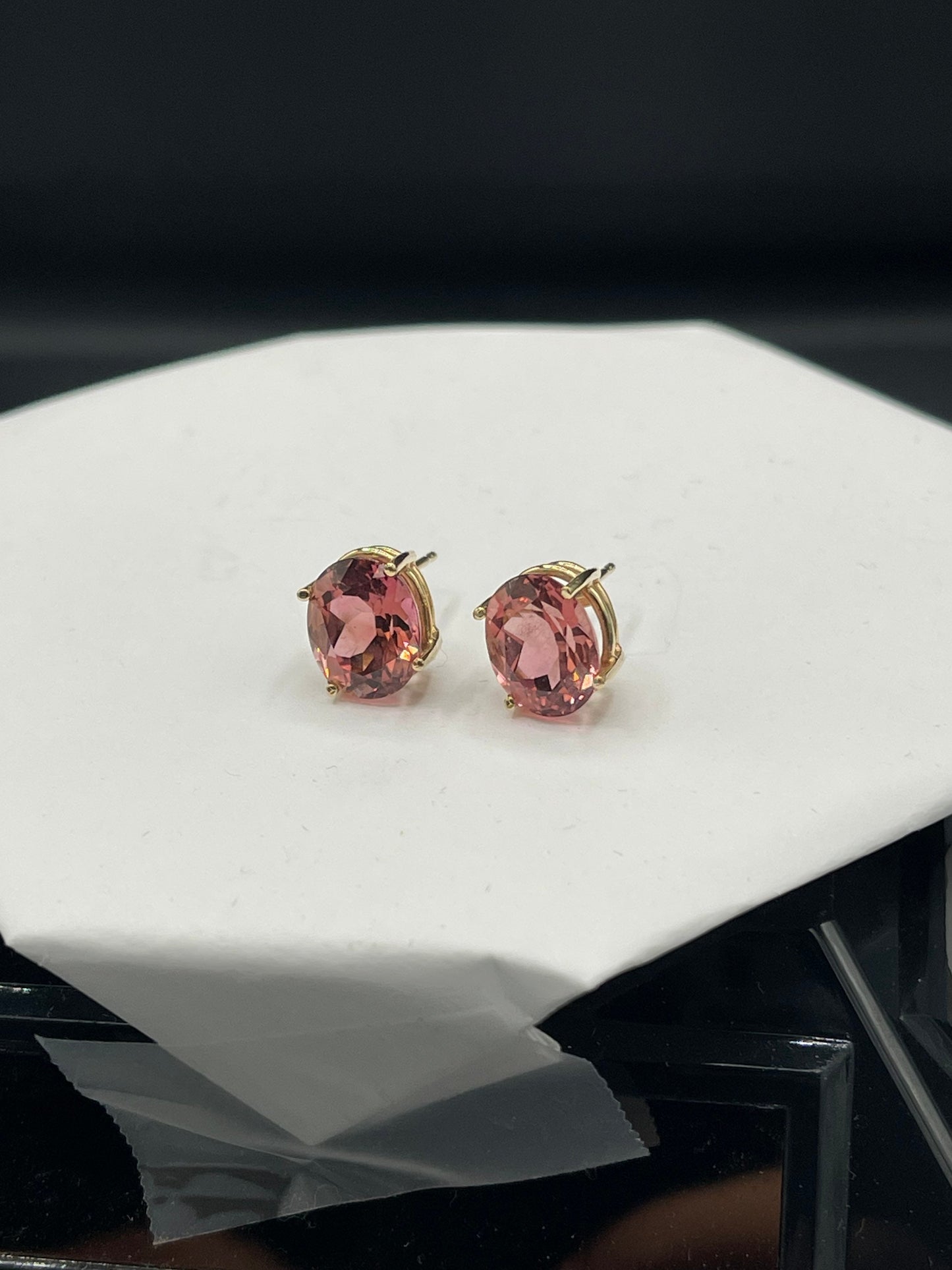 5.90 Carat Natural Rubellite Pink Tourmaline 14k Yellow Gold Earrings