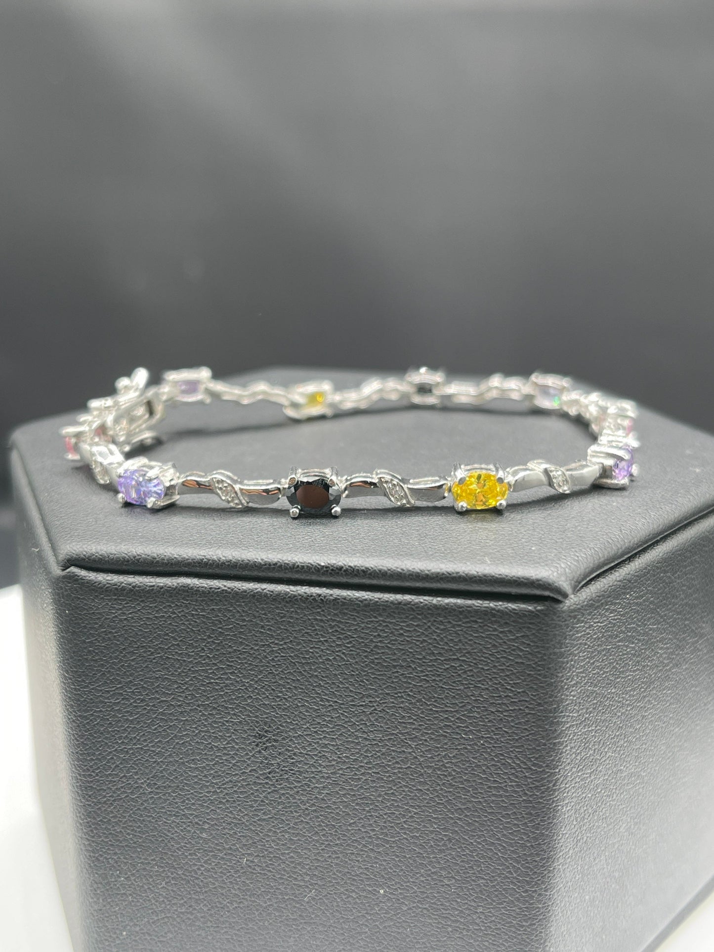 Multi Colored CZ Sterling Silver Bracelet