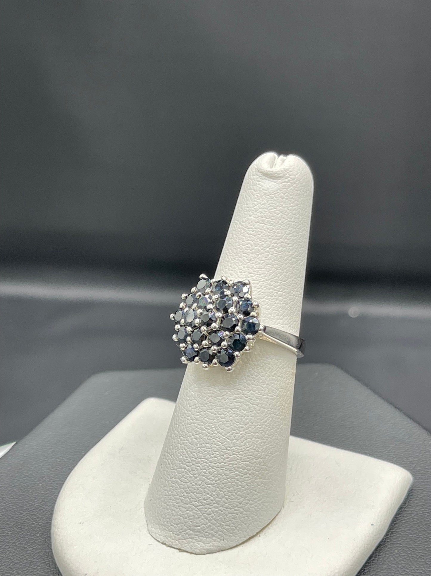 Natural Cluster Sapphire Sterling Silver Ring