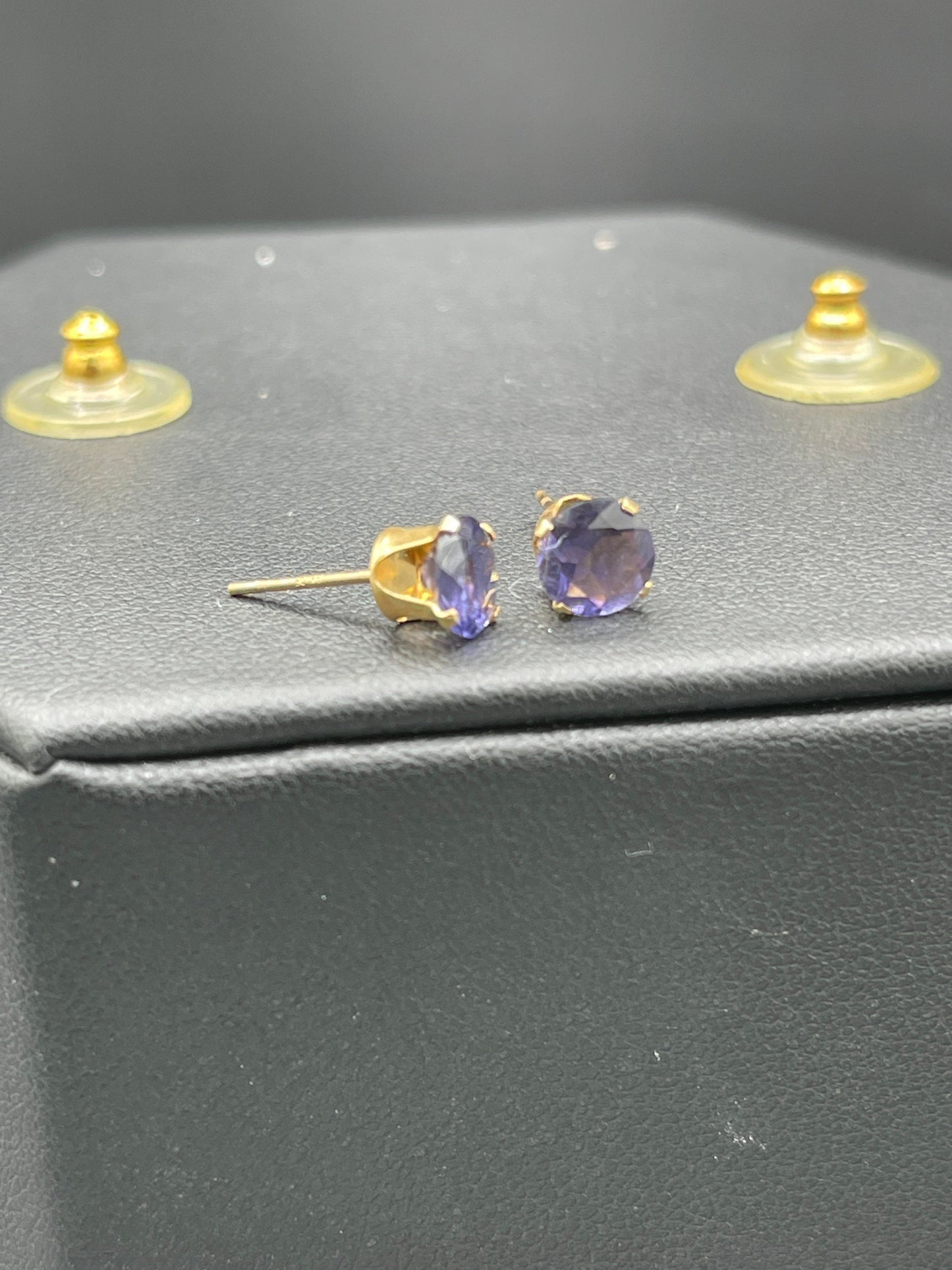 Natural Iolite 14K Yellow Gold Earrings