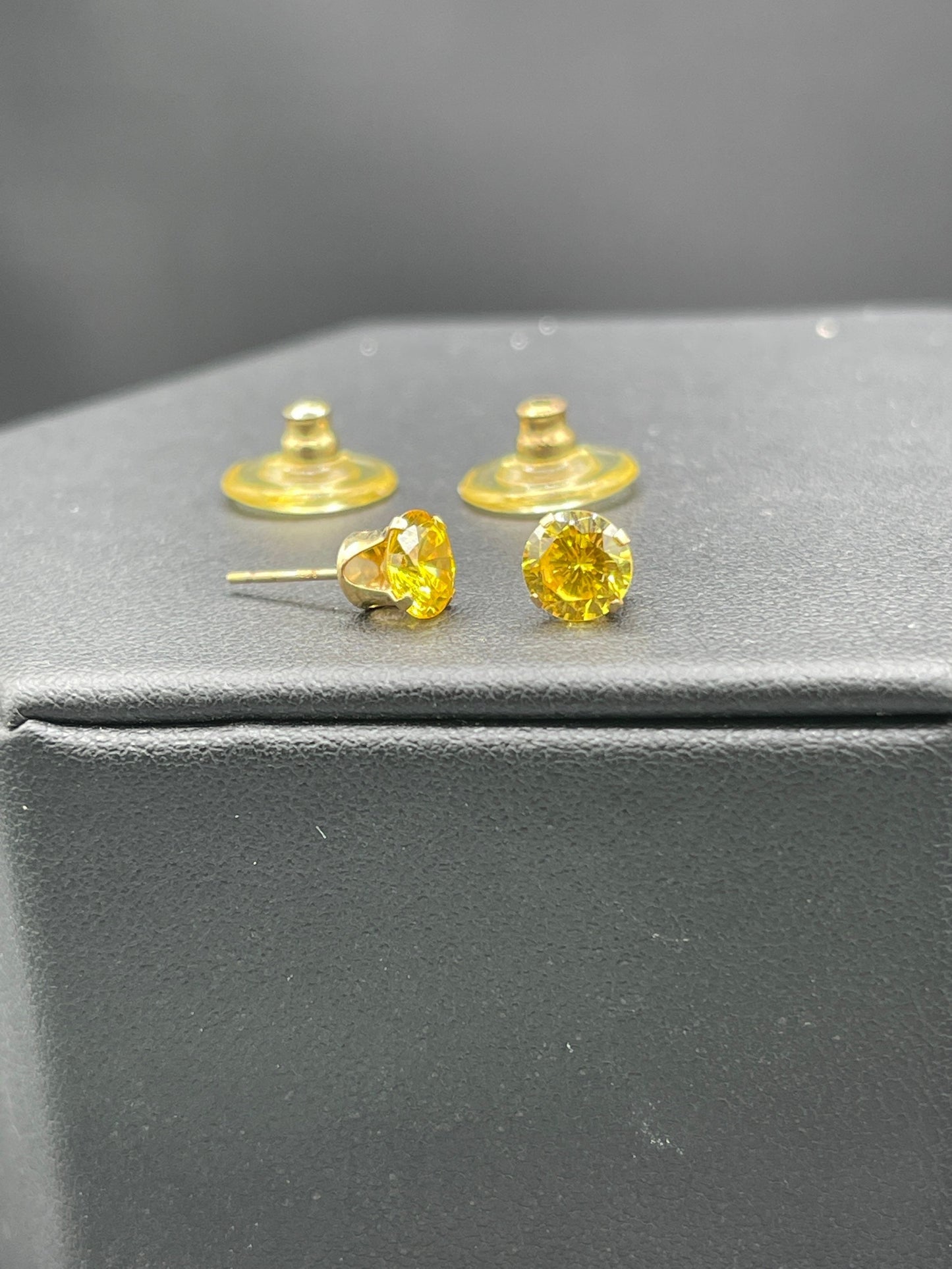 Yellow CZ 14K Yellow Gold Stud Earrings