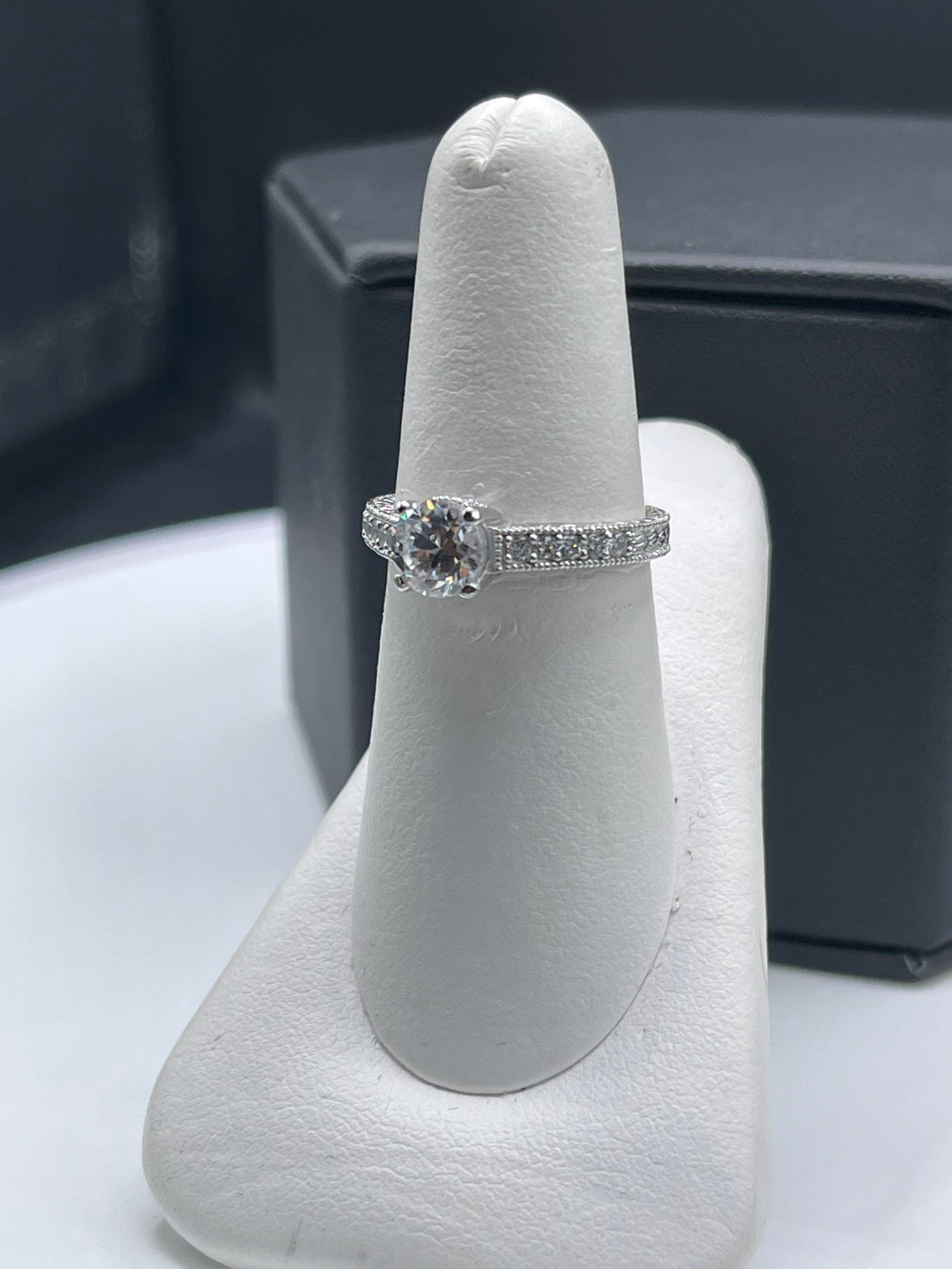 1 Carat Cubic Zirconia Sterling Silver Ring (Size 6.75)