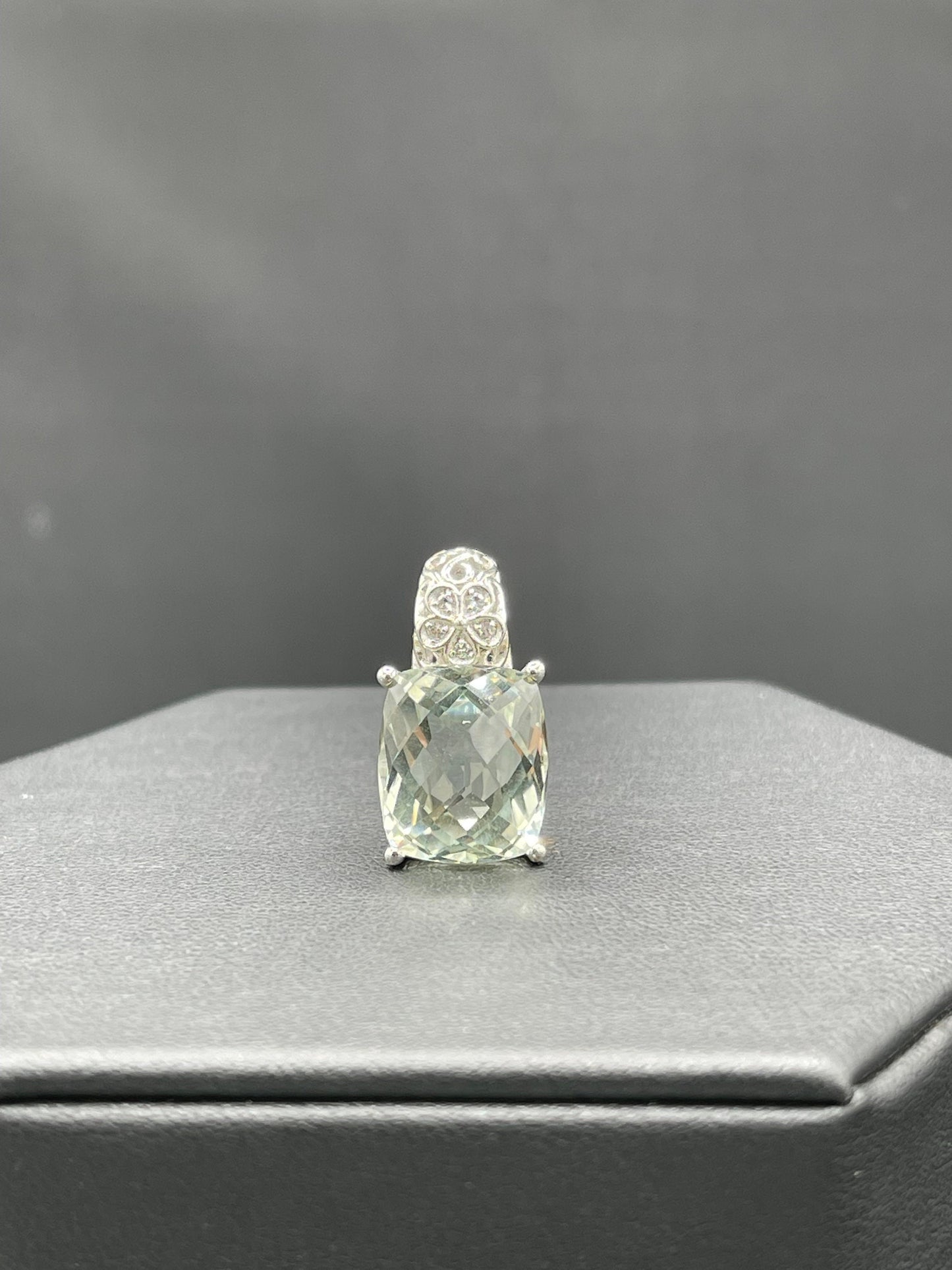 9.50 Carat Green Amethyst & White Topaz Sterling Silver Pendant