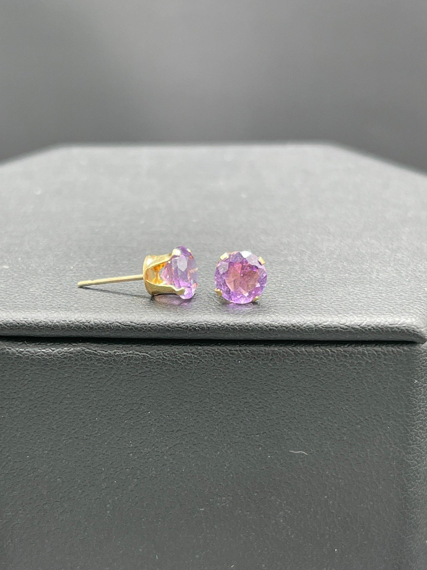 Natural Amethyst 14K Yellow Gold Earrings