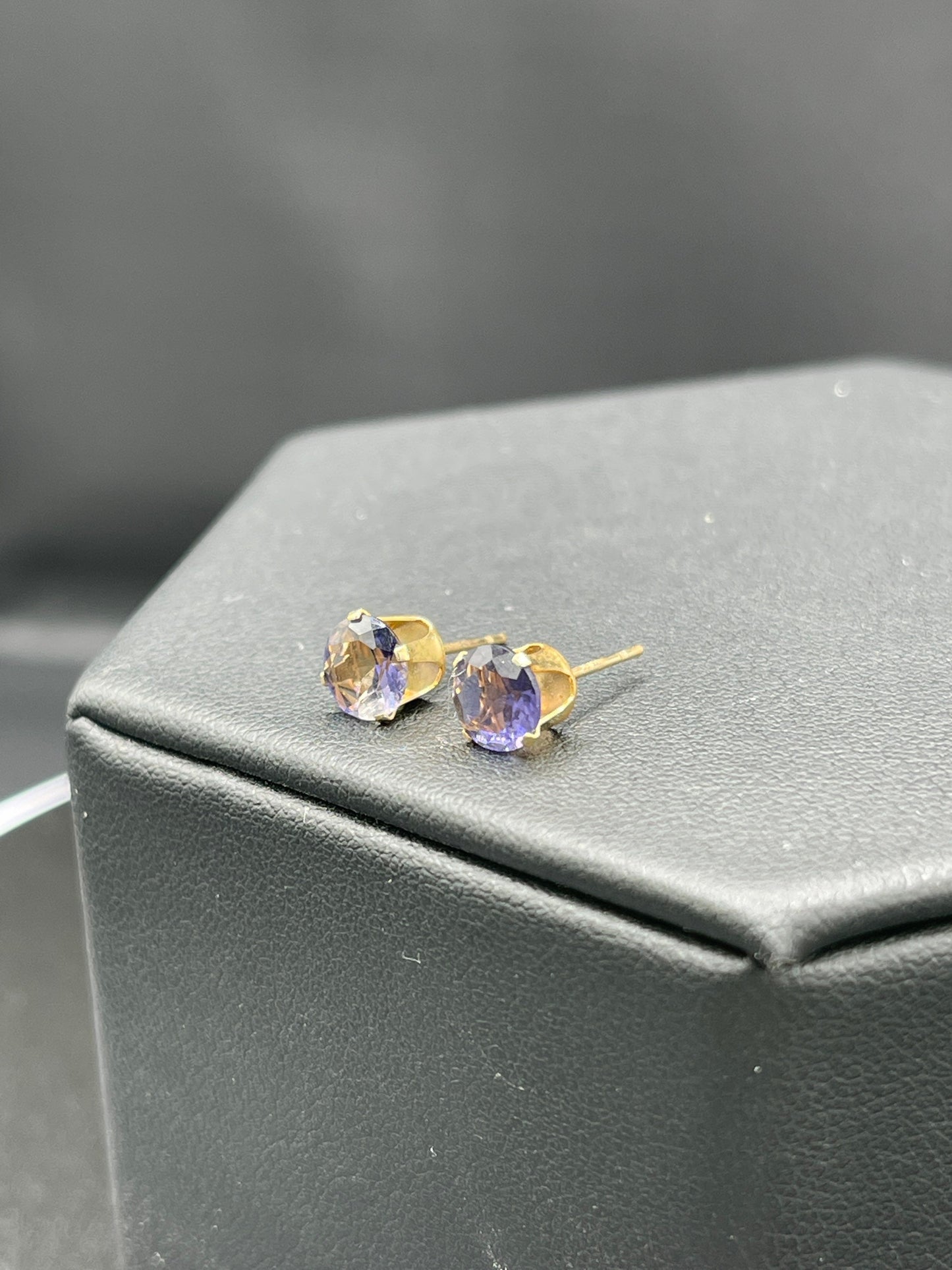 Natural Iolite 14K Yellow Gold Earrings