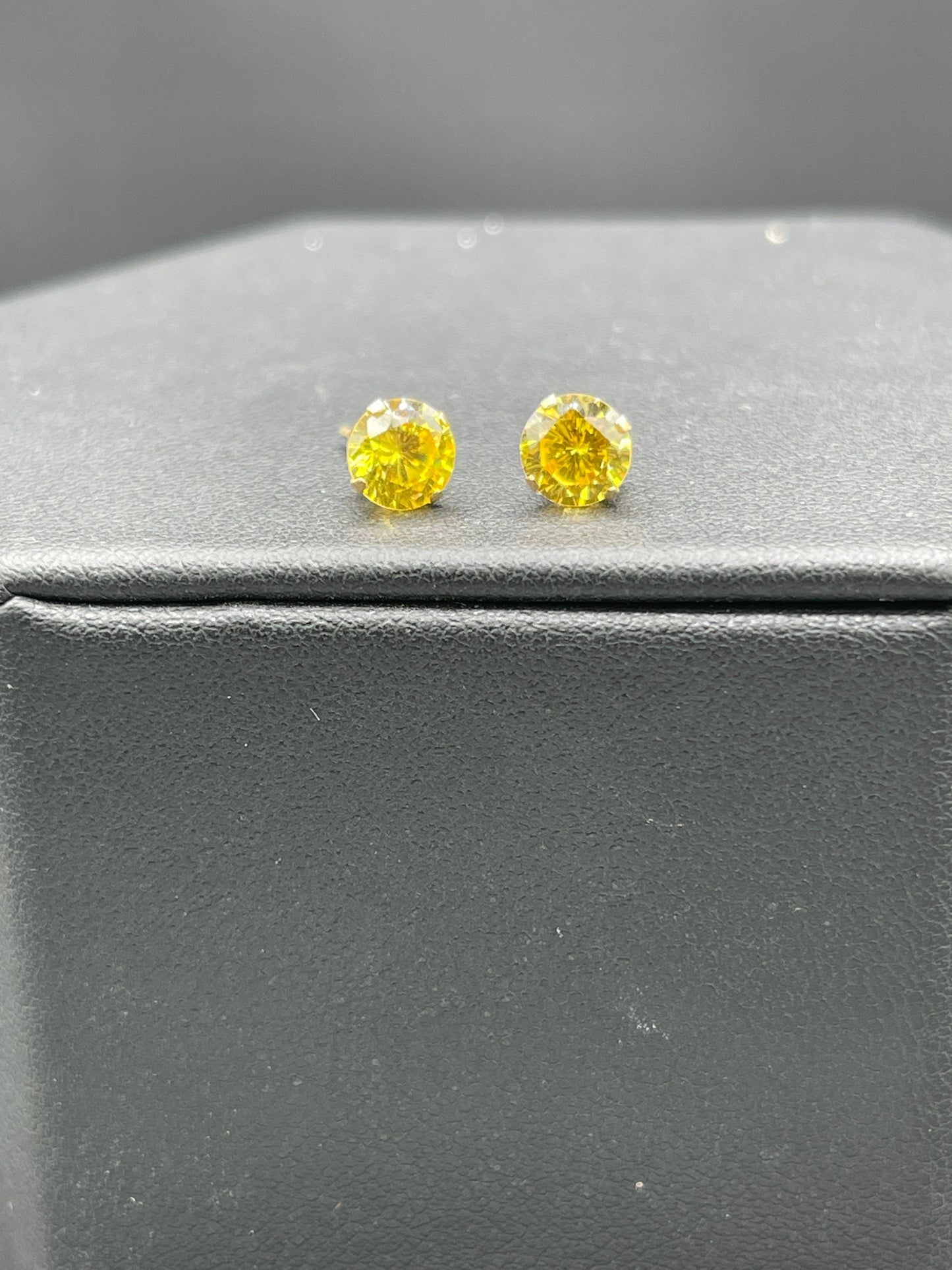 Yellow CZ 14K Yellow Gold Stud Earrings