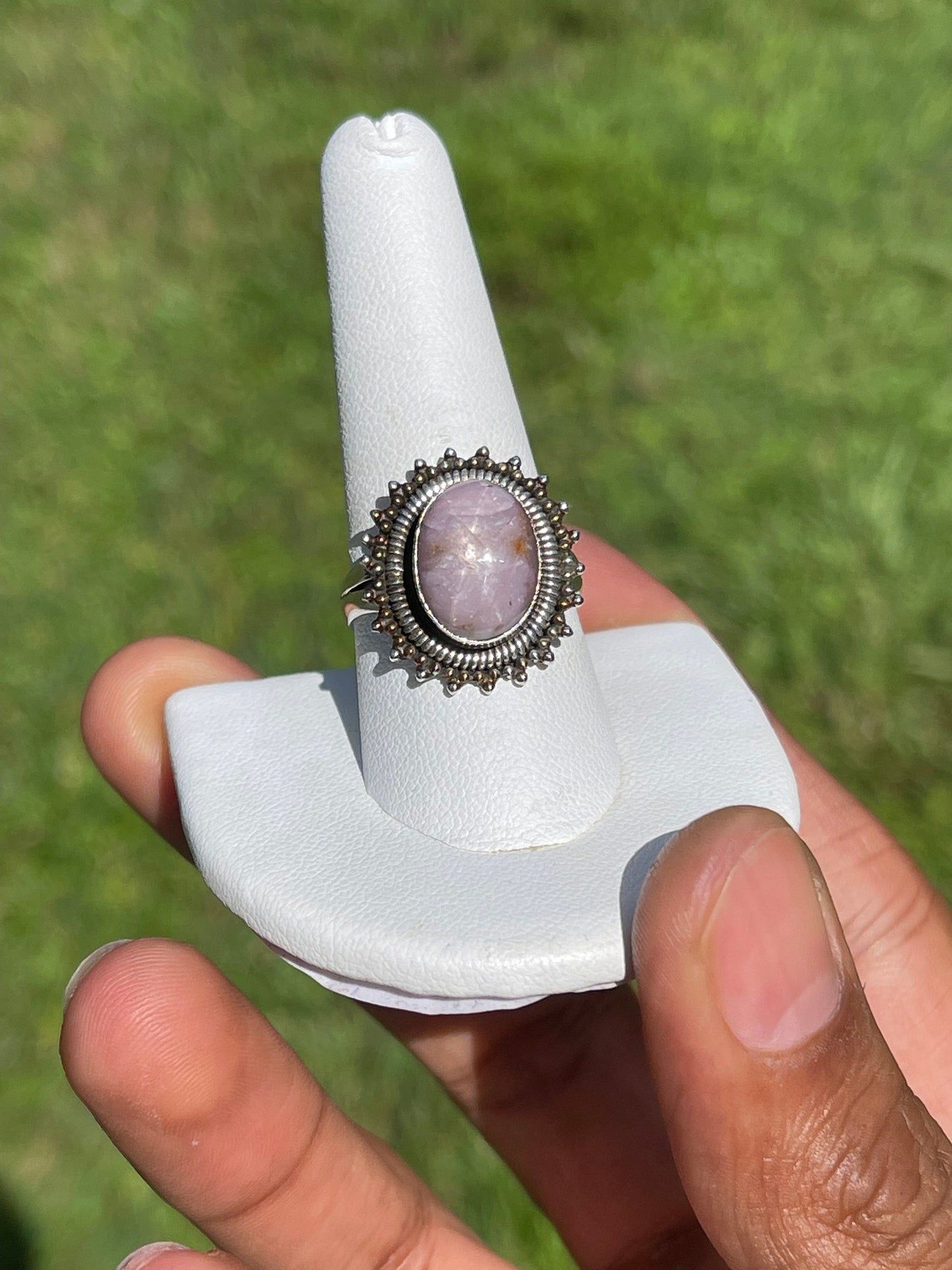 Pink Star Sapphire Bezel Set Sterling Silver Ring (Size 9.5)