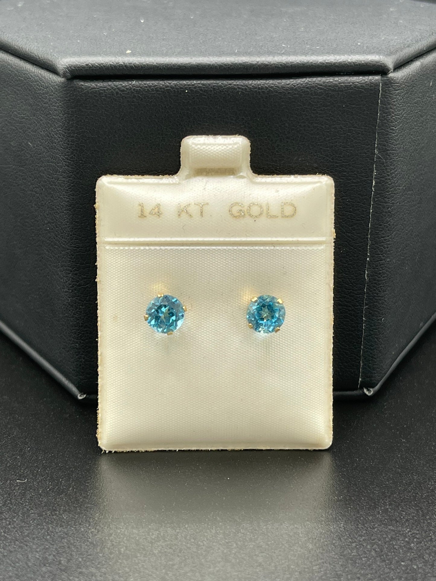 Swiss Blue Topaz 14k Yellow Gold Stud Earrings