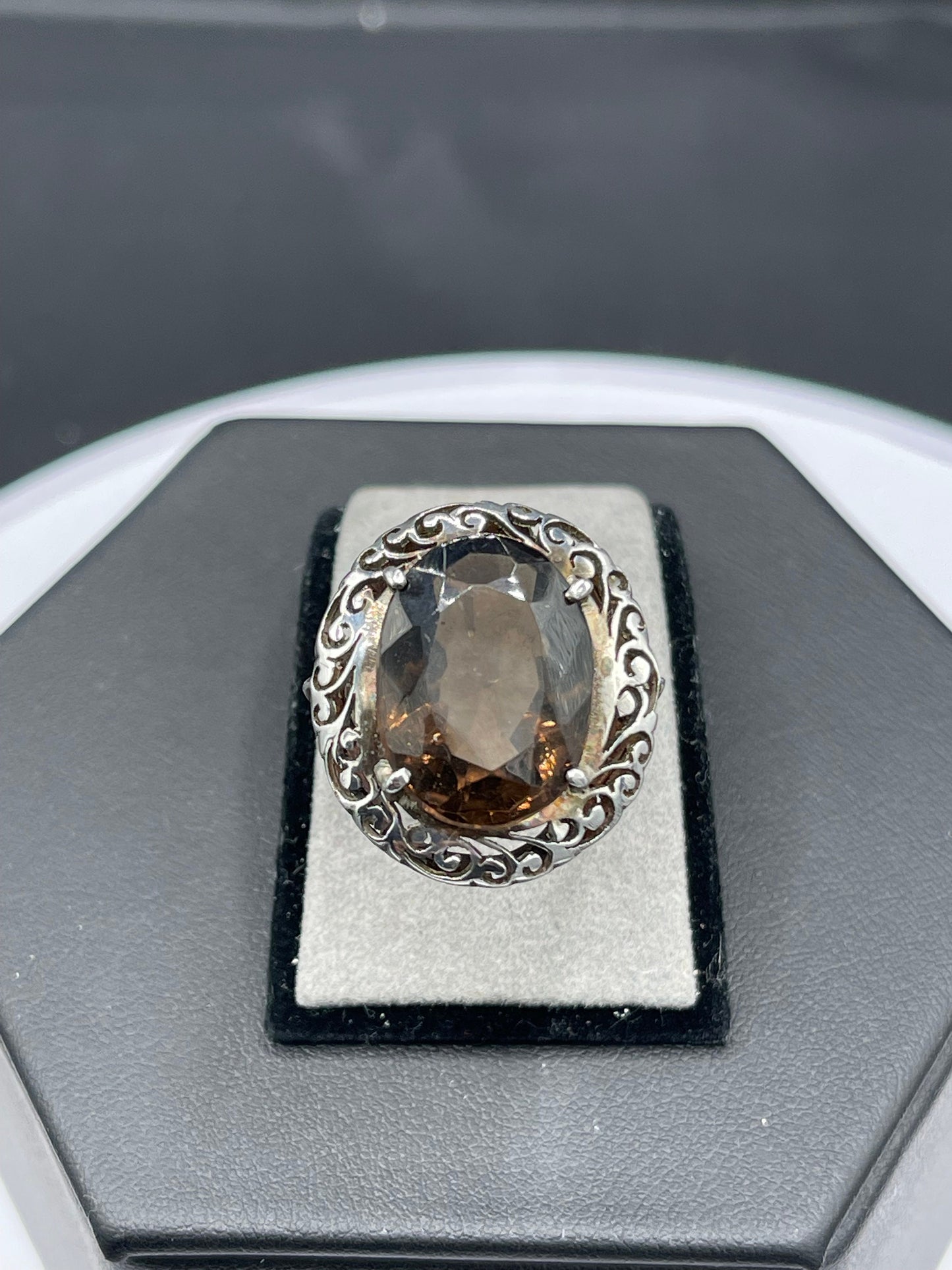 Smokey Quartz Sterling Silver Ring (Size 10)