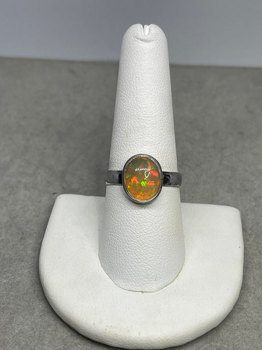 Natural Ethiopian Opal Sterling Silver Ring (Size 8.5)