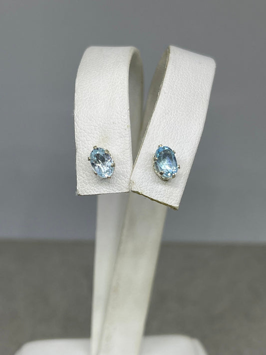 Blue Topaz Sterling Silver Stud Earrings