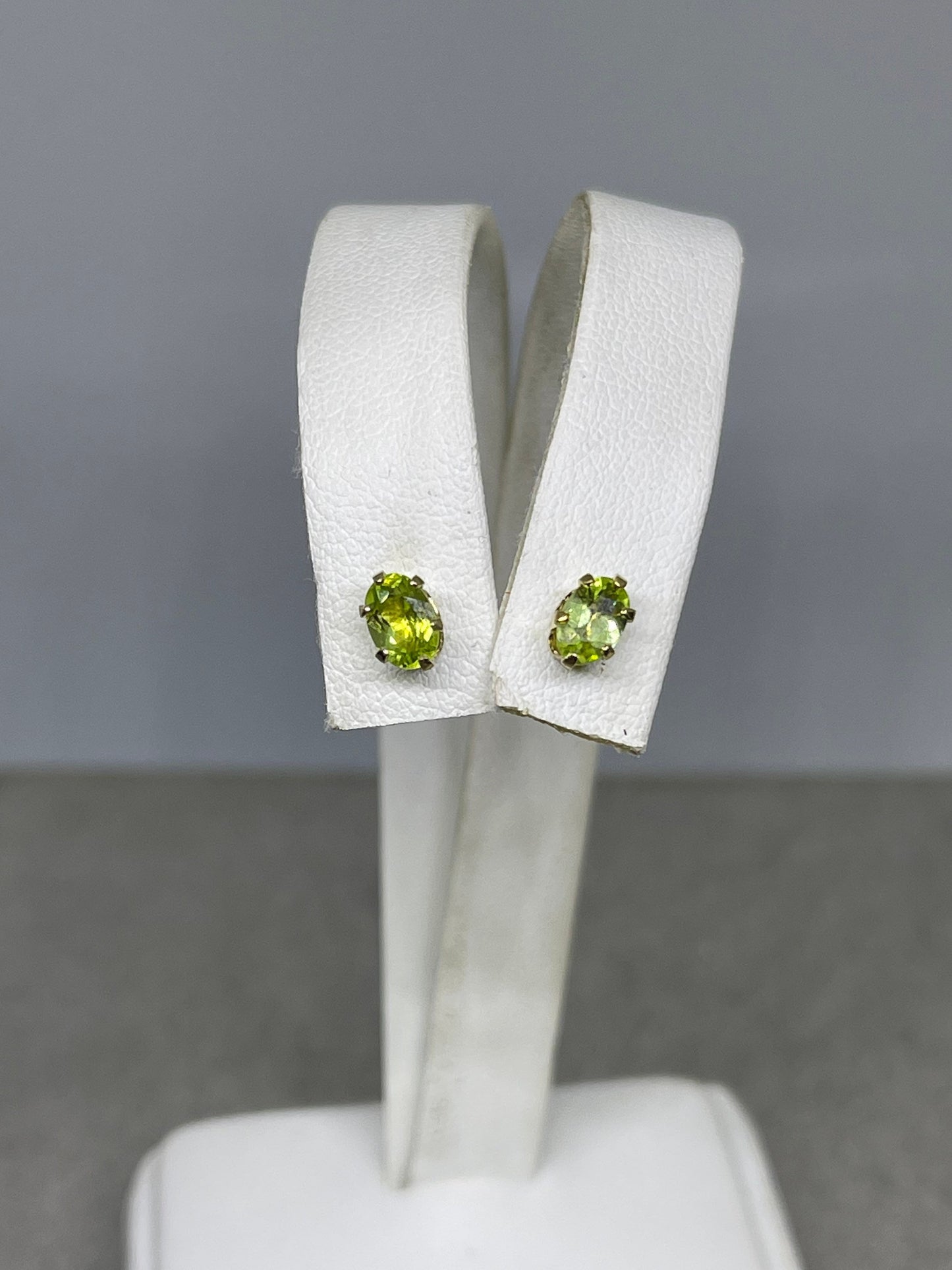 Natural Peridot Sterling Silver Vermeil Stud Earrings