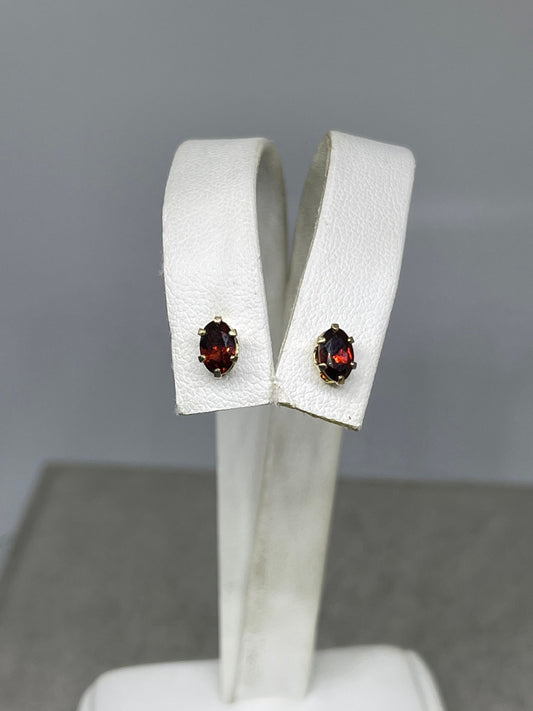 Natural Garnet Sterling Silver Vermeil Stud Earrings