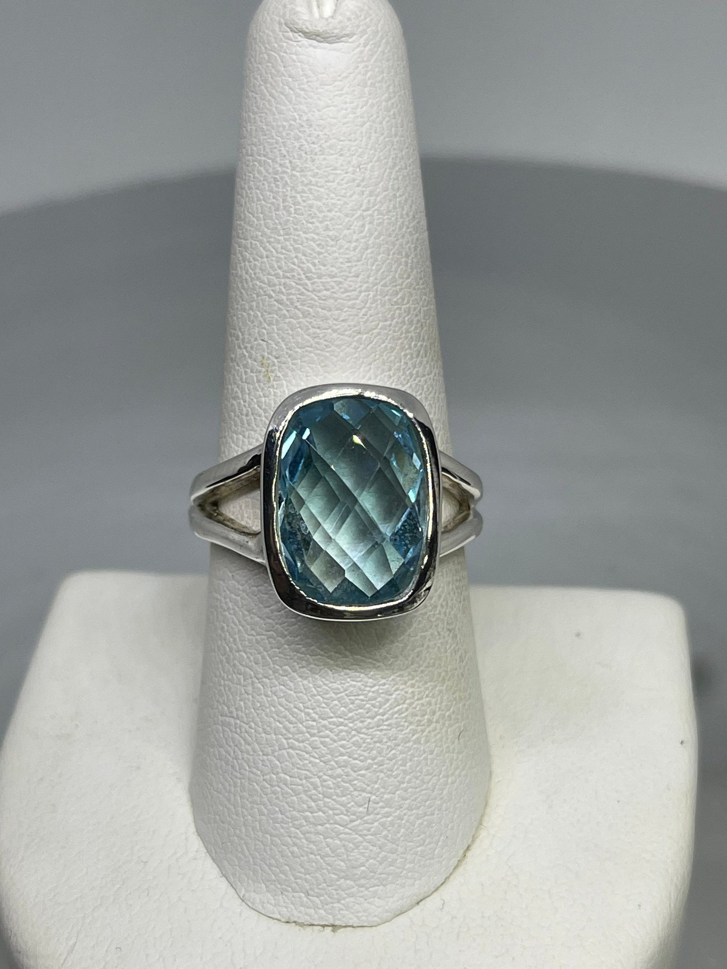 Natural Blue Topaz Sterling Silver Ring