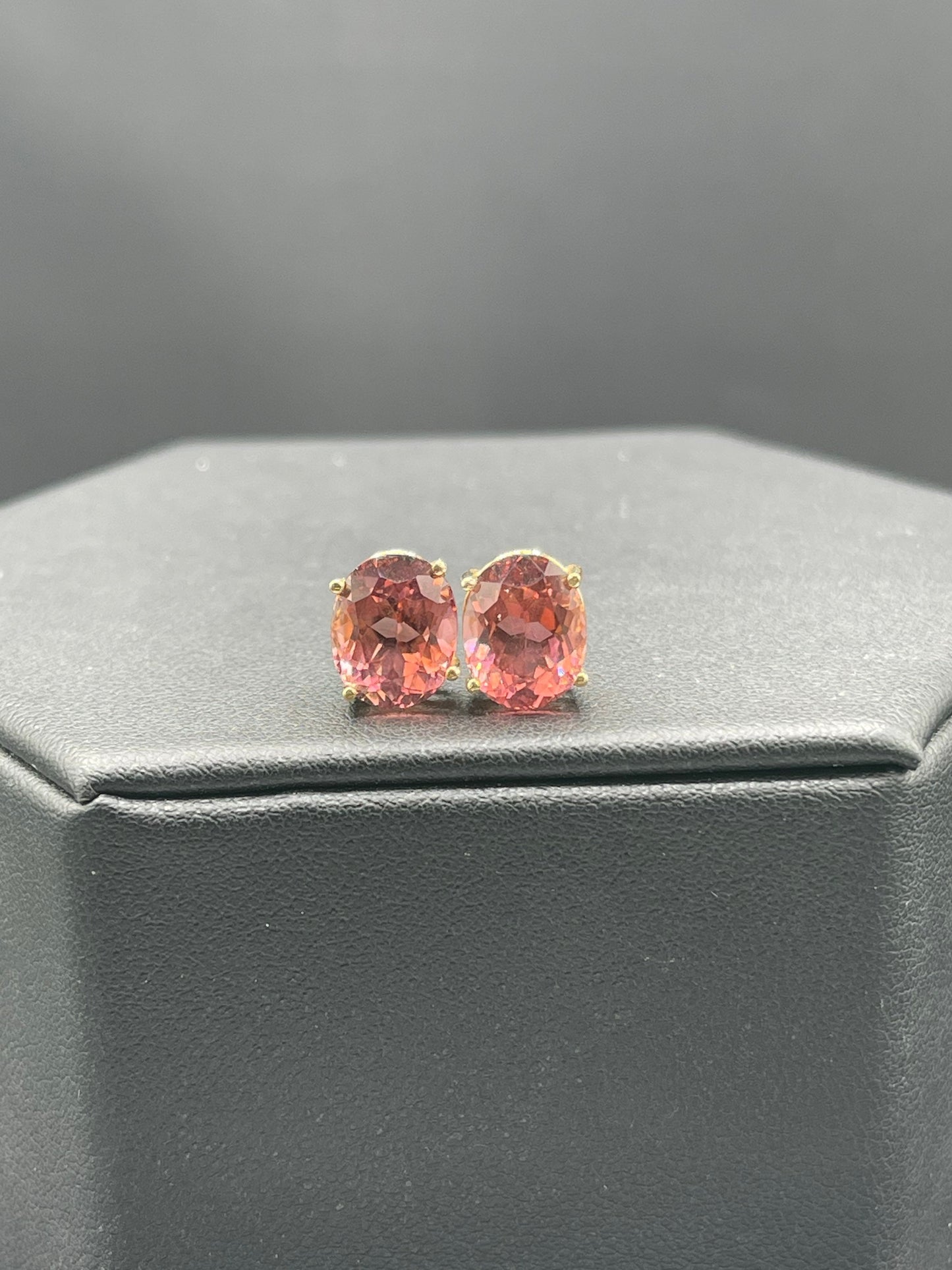 5.90 Carat Natural Rubellite Pink Tourmaline 14k Yellow Gold Earrings