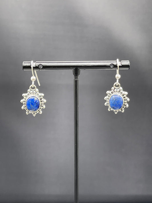 Handmade Lapis Lazuli Sterling Silver Dangle Earrings