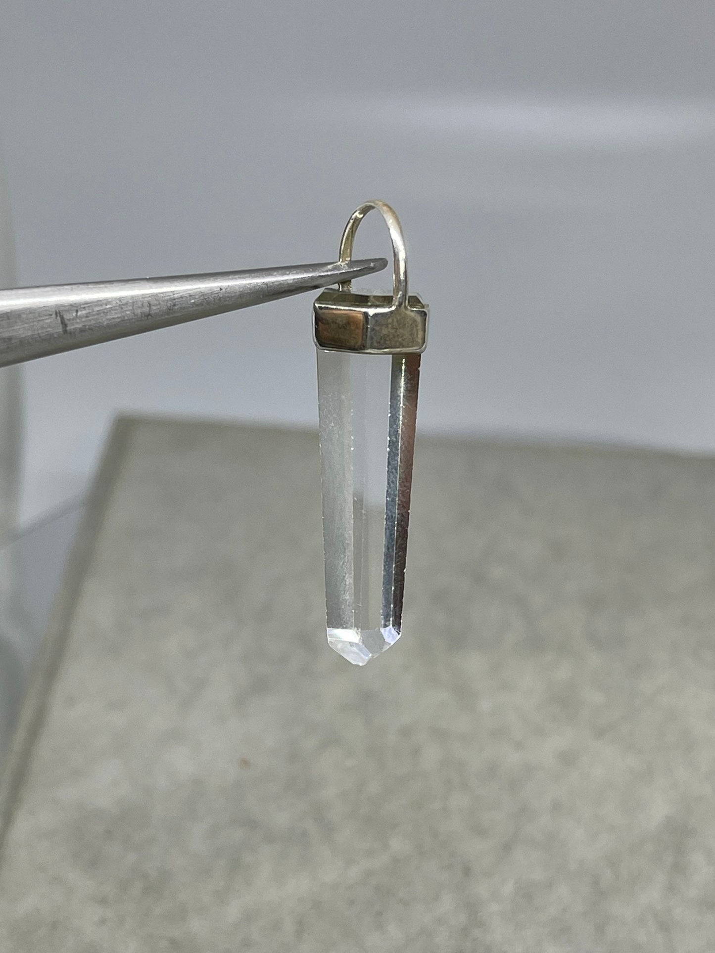 Natural Brazilian Quartz Crystal Sterling Silver Pendant