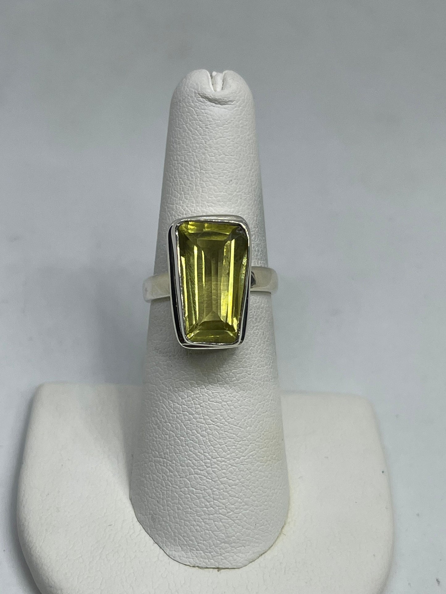 Fancy Lemon Citrine Sterling Silver Ring (Size 6.25)