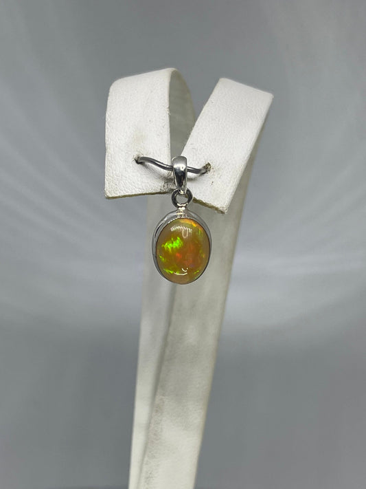 Natural Ethiopian Opal Sterling Silver Pendant