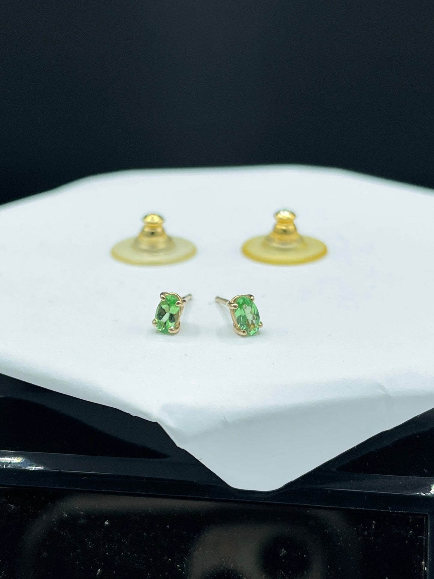 Natural Tsavorite 14k Yellow Gold Stud Earrings