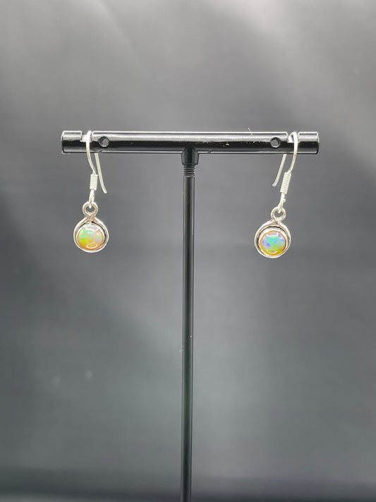 Natural Ethiopian Opal Sterling Silver Dangle Earrings