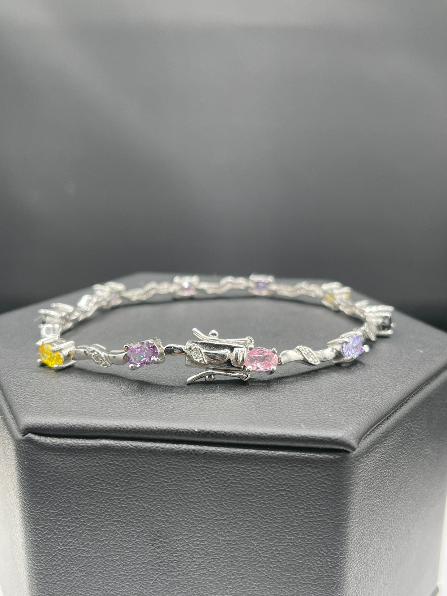 Multi Colored CZ Sterling Silver Bracelet