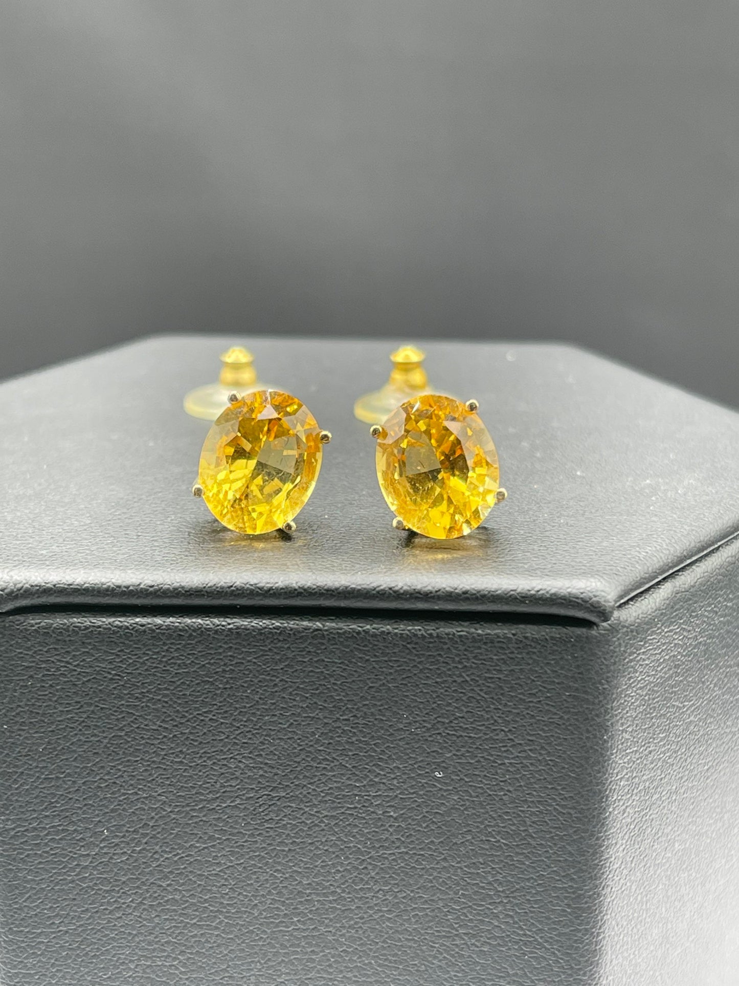 8.70 Carat Natural Citrine 14k Yellow Gold Stud Earrings