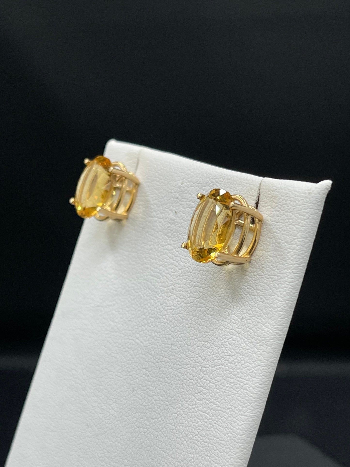 8.70 Carat Natural Citrine 14k Yellow Gold Stud Earrings