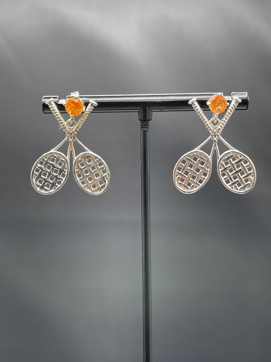 Madeira Citrine Sterling Silver Tennis Dangle Earrings