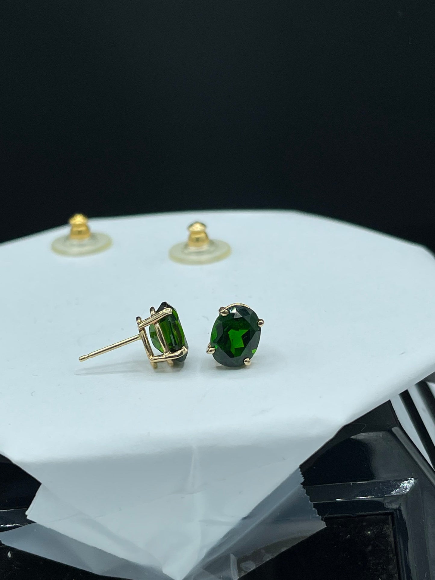 4.05 Carat Chrome Diopside 14k Gold Stud Earrings