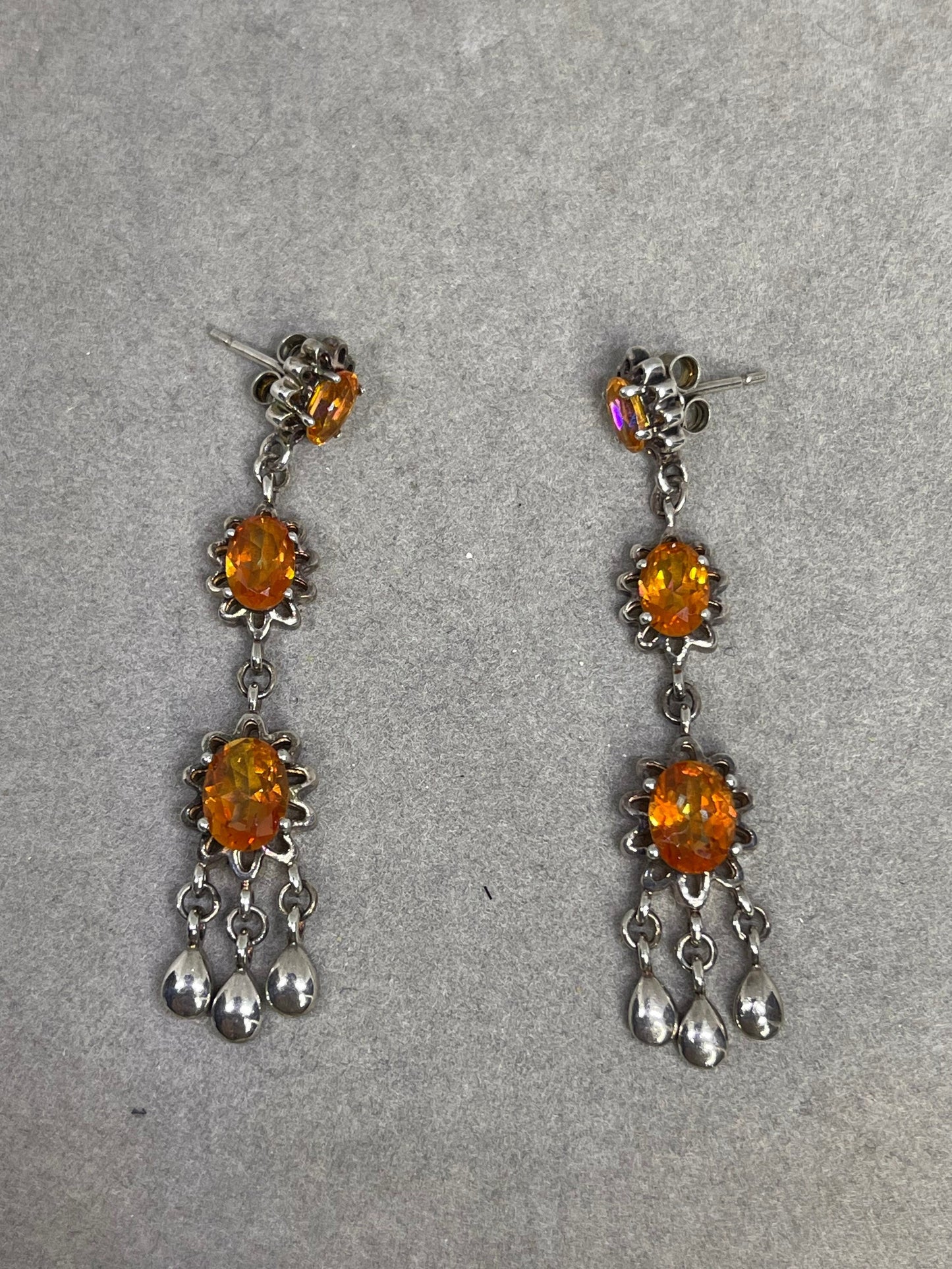Sunset Orange Mystic Topaz Sterling Silver Dangle Earrings