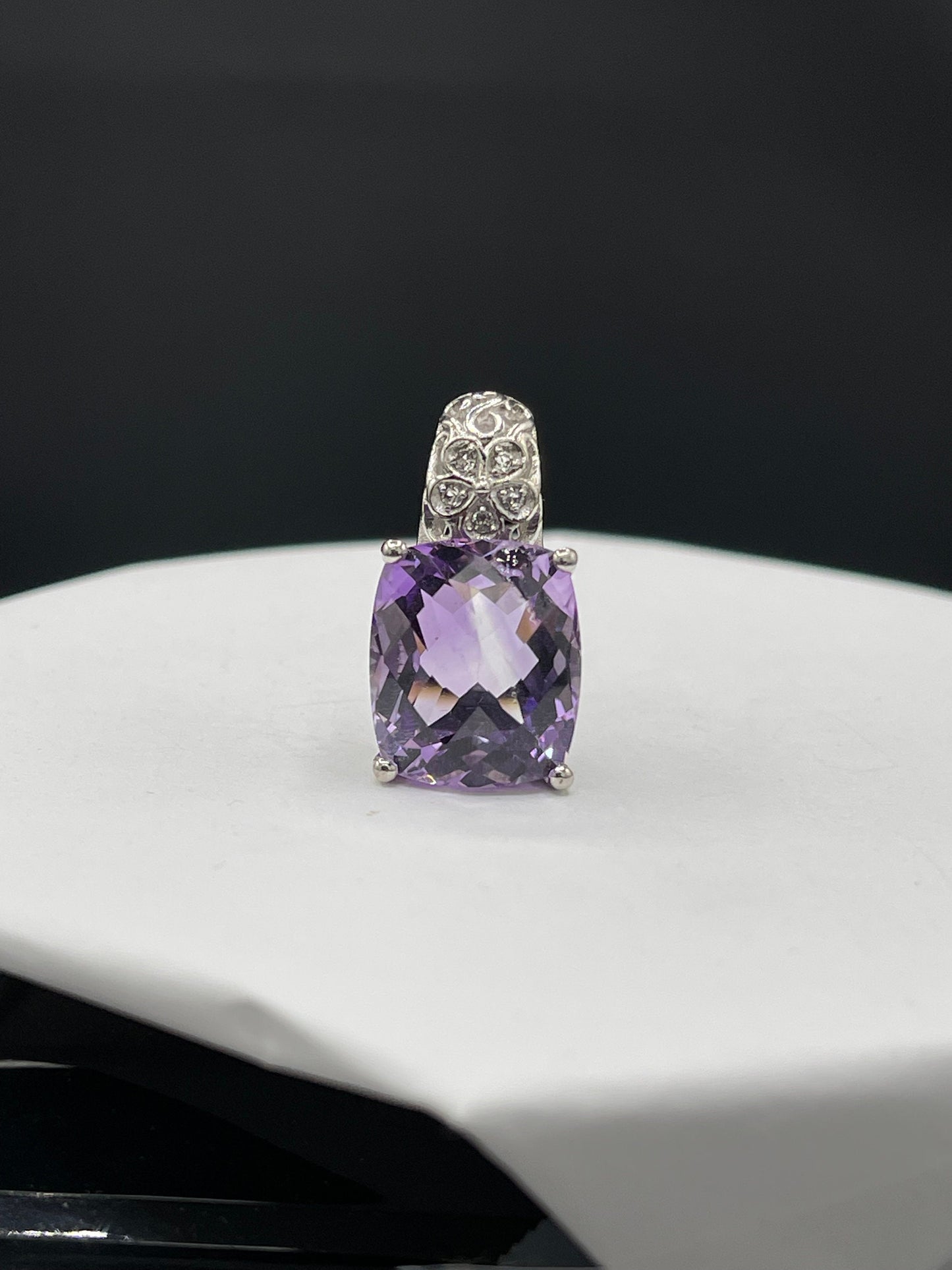 9.50 Carat Amethyst & White Topaz Sterling Silver Pendant